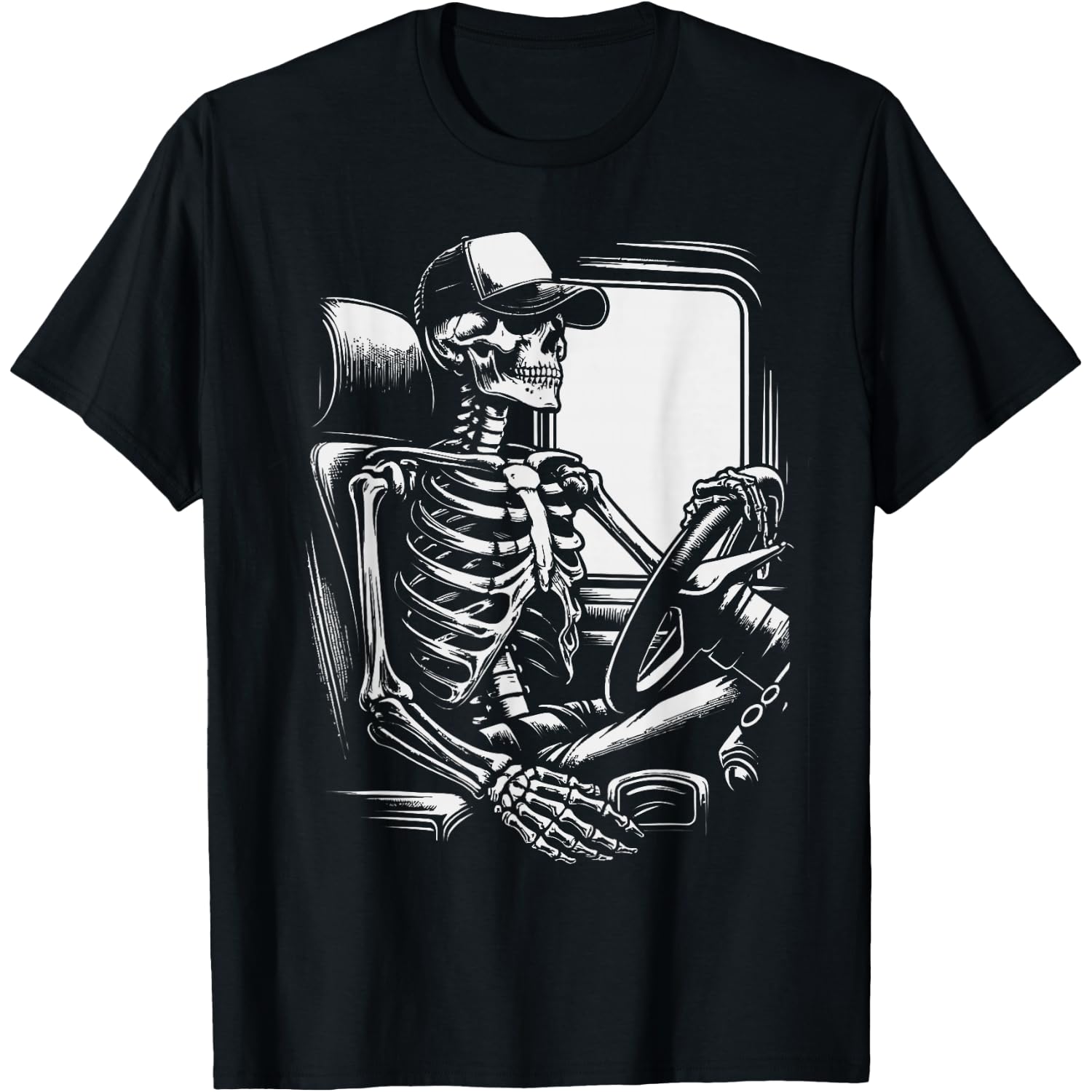Skeleton Truck Driver Funny Big Trucking Truck Enthusiasts T-Shirt