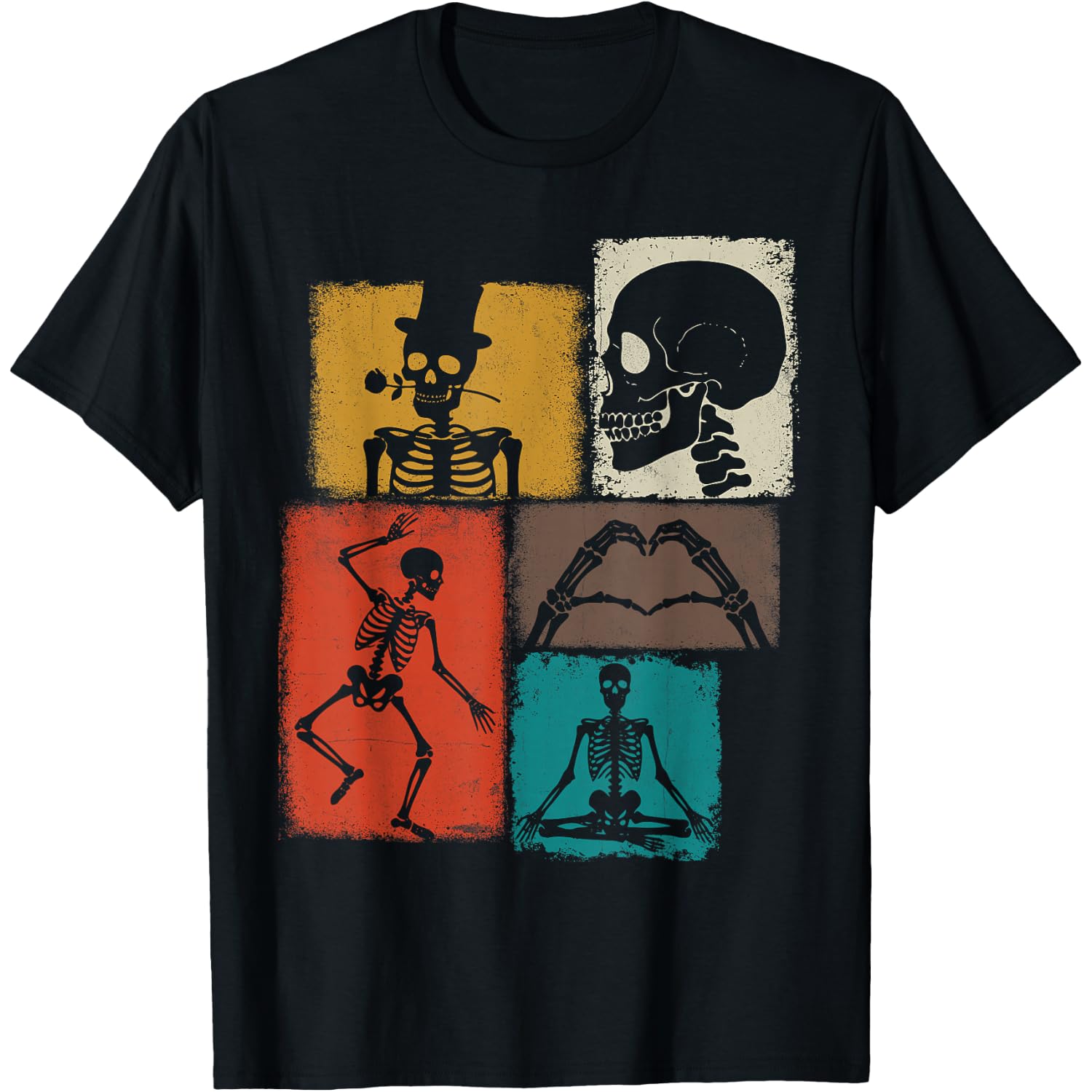 Skeleton Vintage Collage Horror Lover T-Shirt
