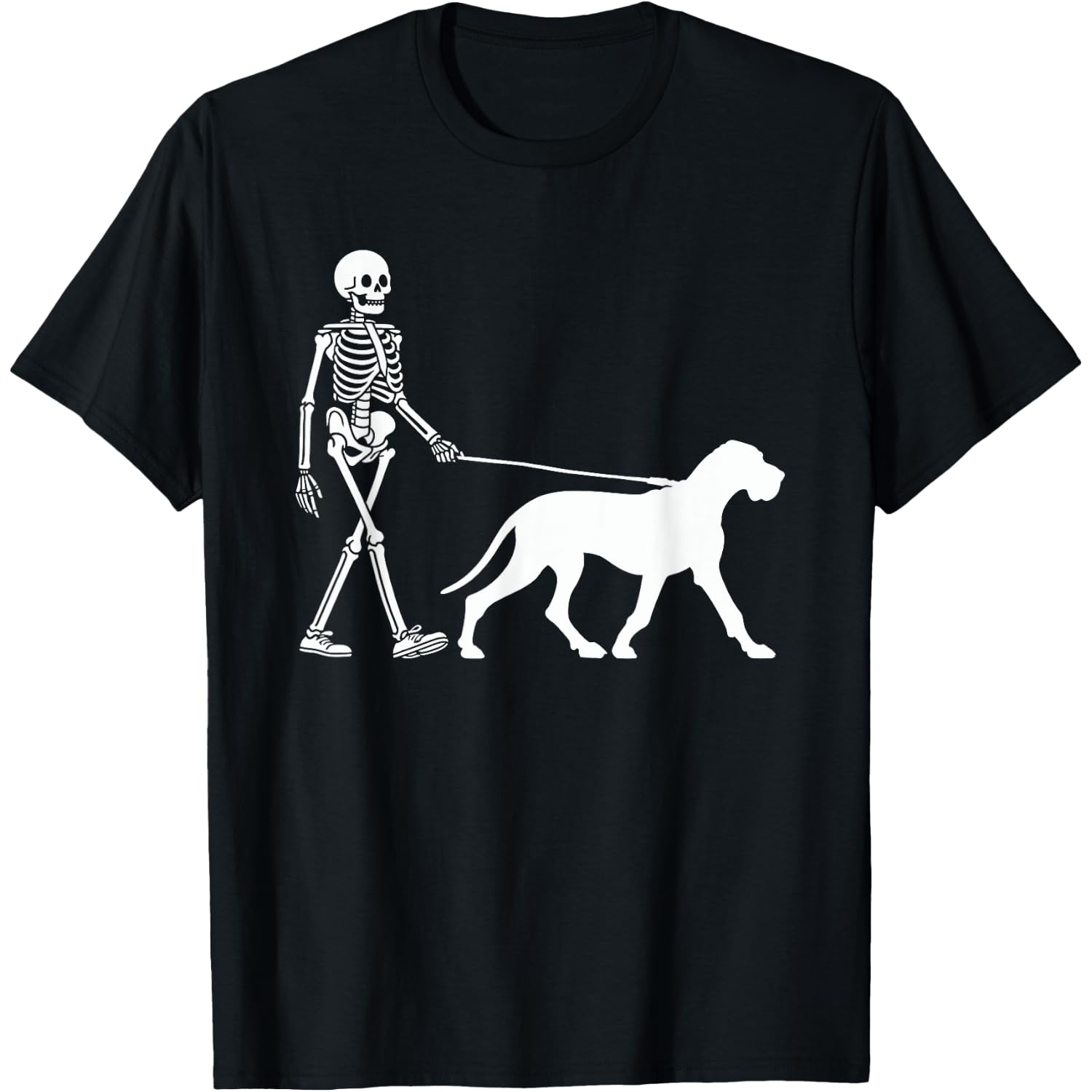 Skeleton Walking a Dog Great Dane Halloween Outfit T-Shirt