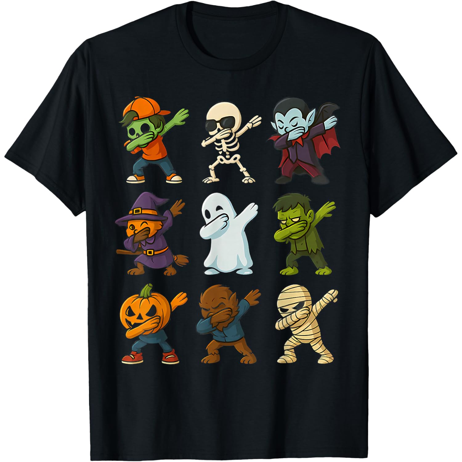 Skeleton Zombie Scary Pumpkin Mummy Dabbing Halloween Boys T-Shirt