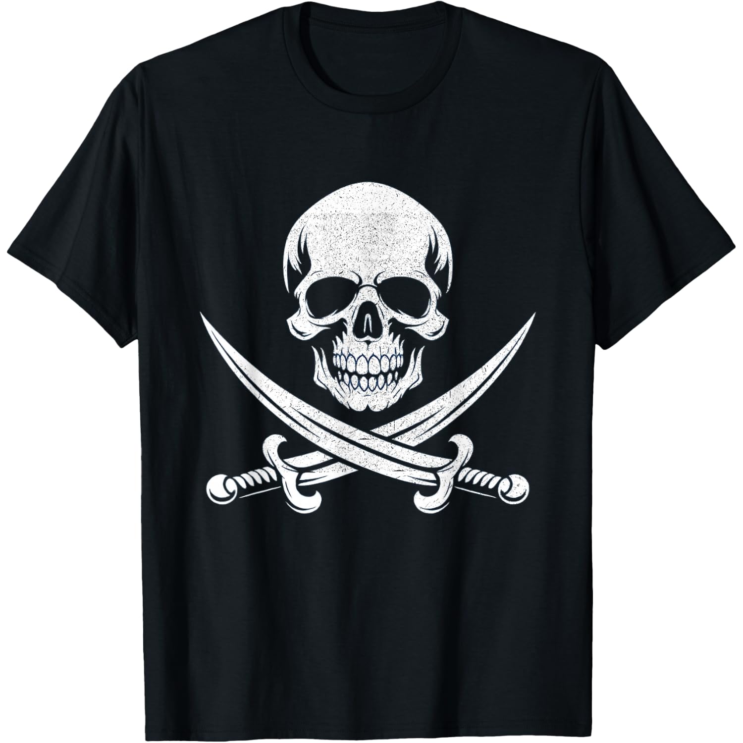 Skull and Cross Sword Bone Pirate Roger Jolly Halloween T-Shirt