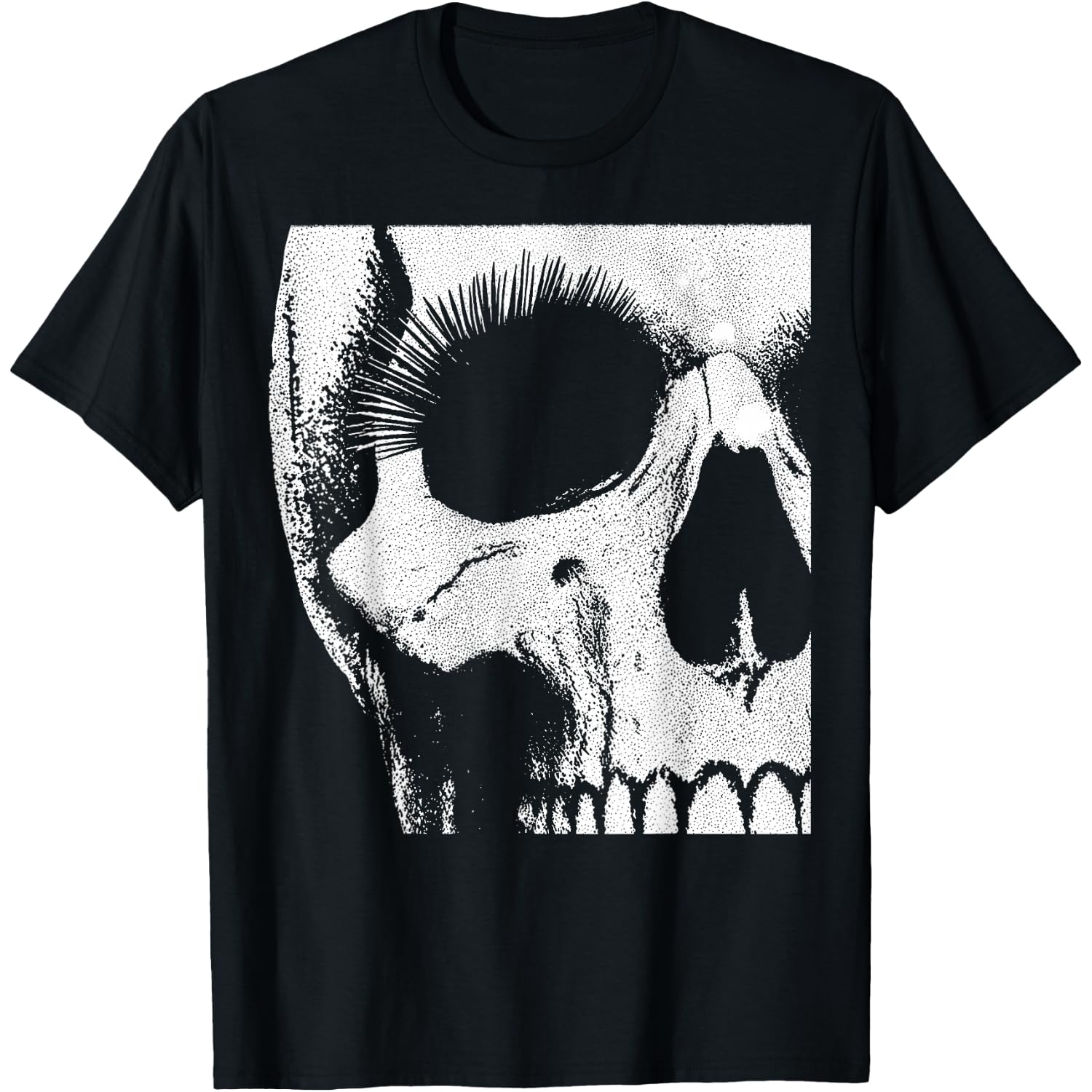 Skull Grunge Black White Art Graphic for Men Women Halloween T-Shirt