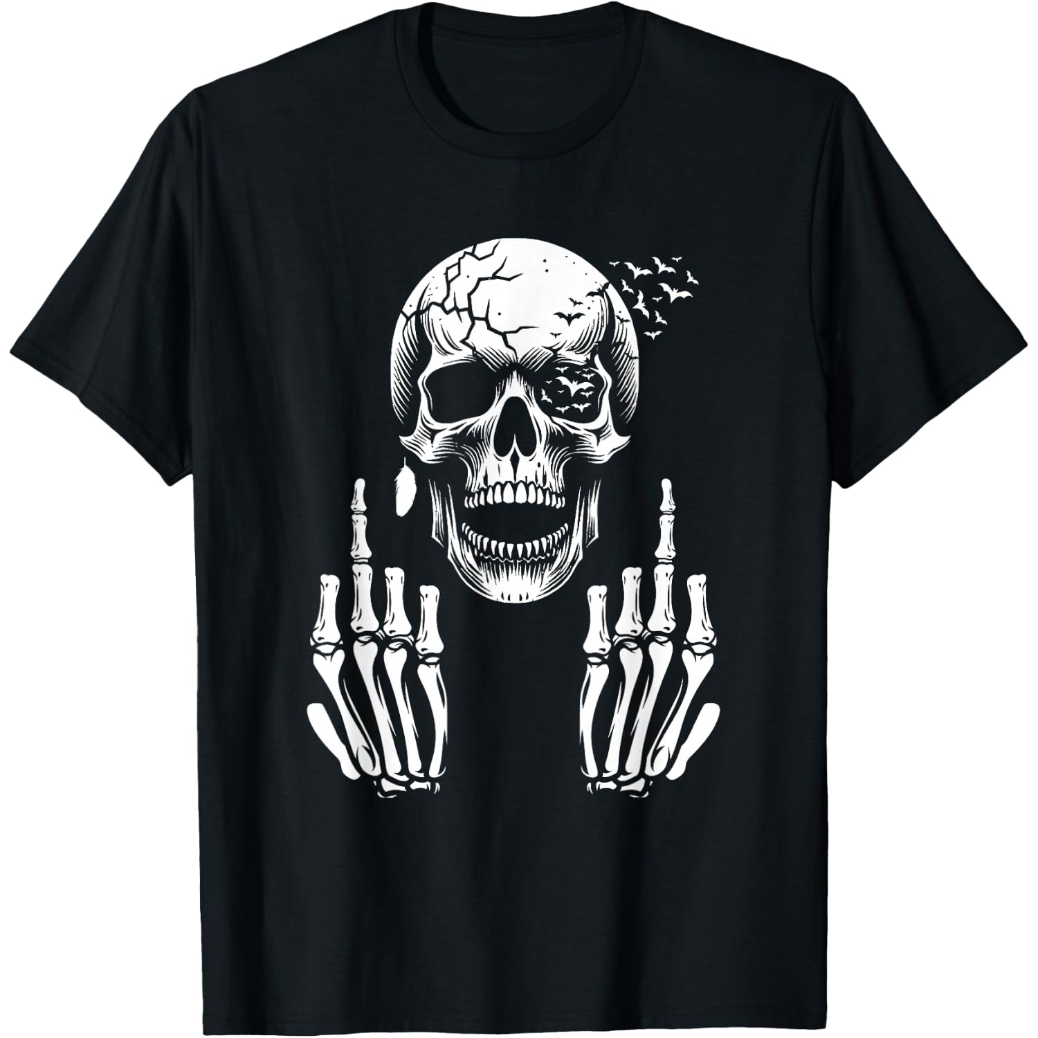 Skull Skeleton Middle Finger Shirt Funny Adult Humor F You T-Shirt