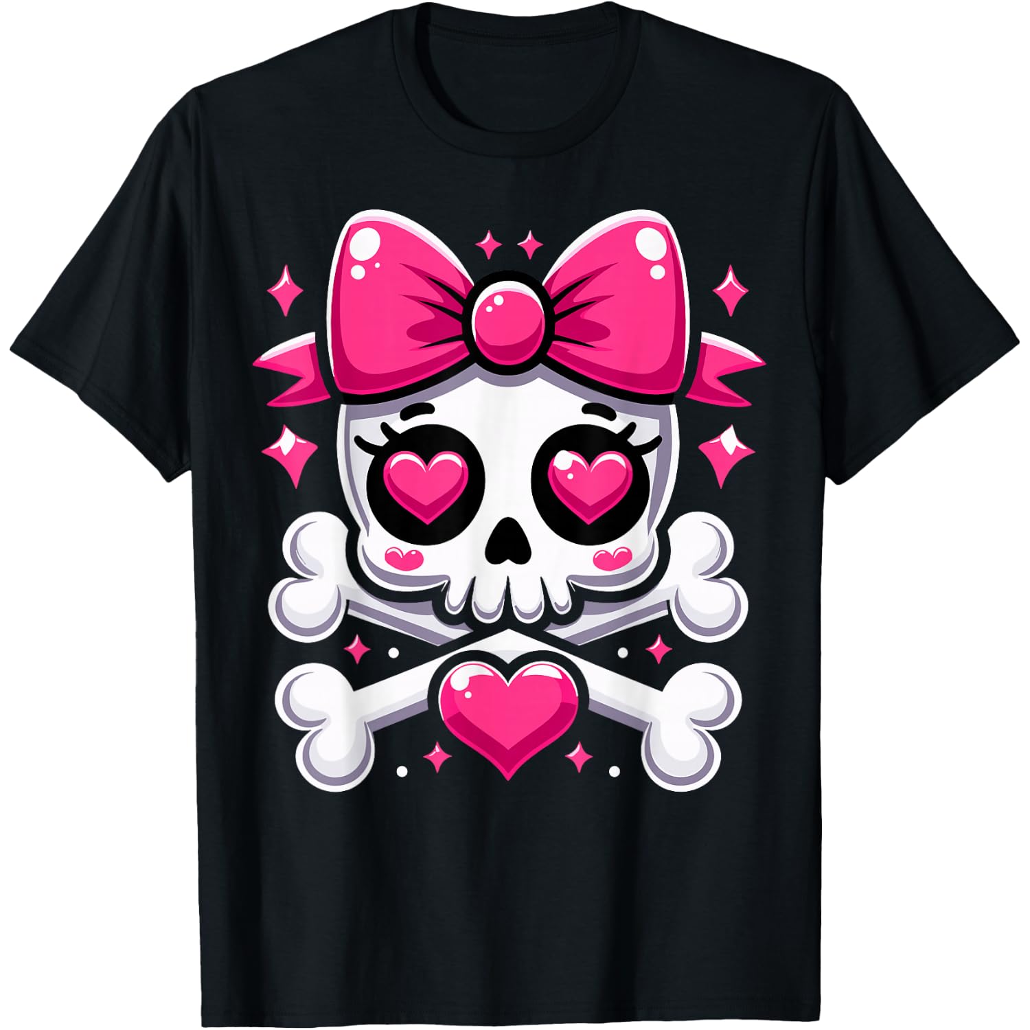 Skull with Bow Pink Girl Skull Halloween T-Shirt