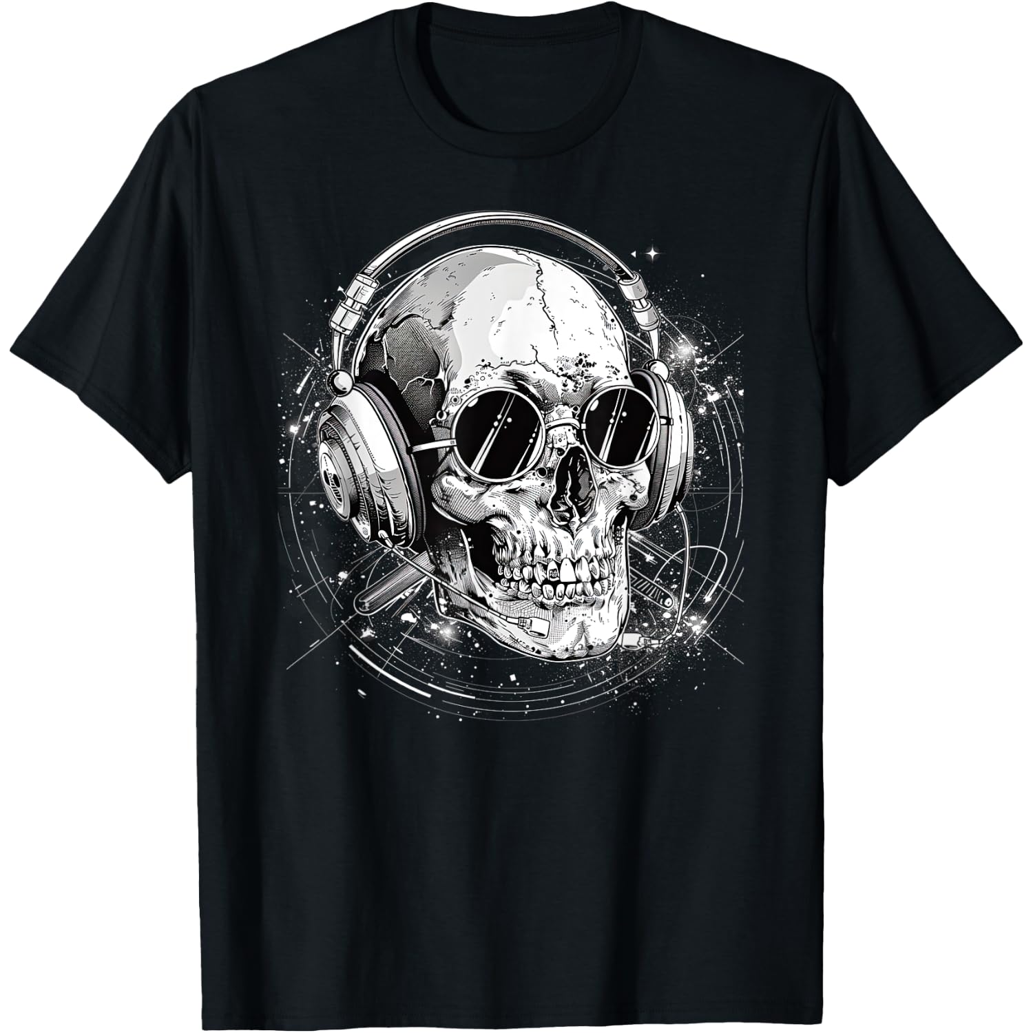 Skull with Headphones Music T-Shirt