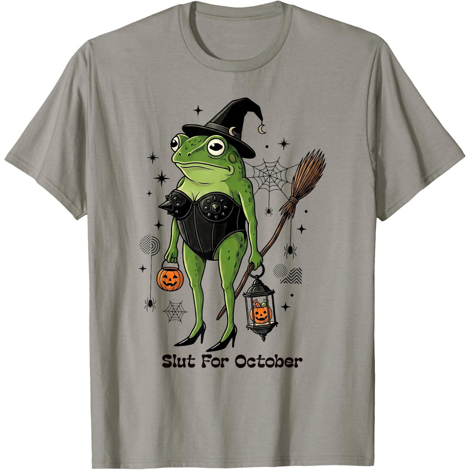 Slut for October Funny Witch Frog Halloween Meme Spooky T-Shirt
