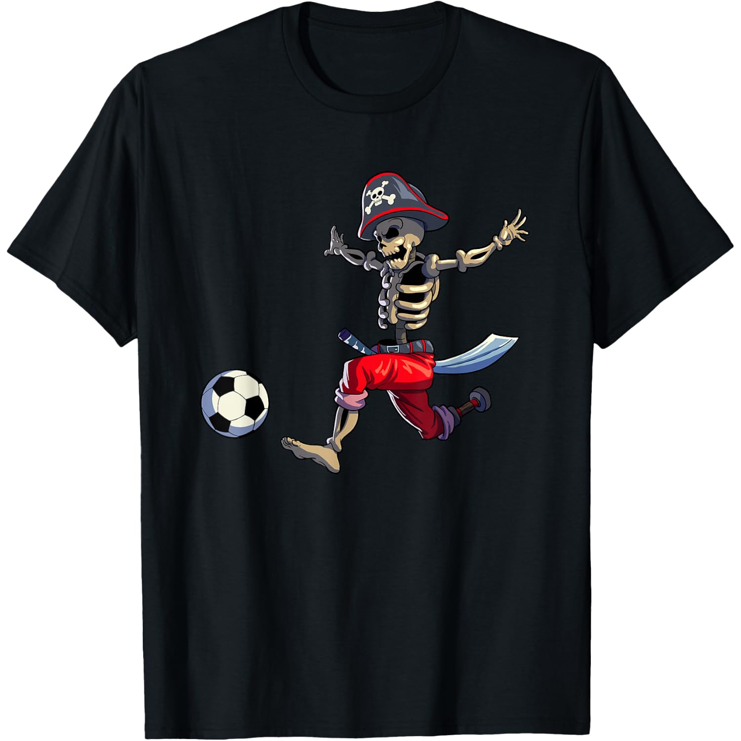 Soccer Skeleton Halloween Boys Soccer Pirate Halloween T-Shirt