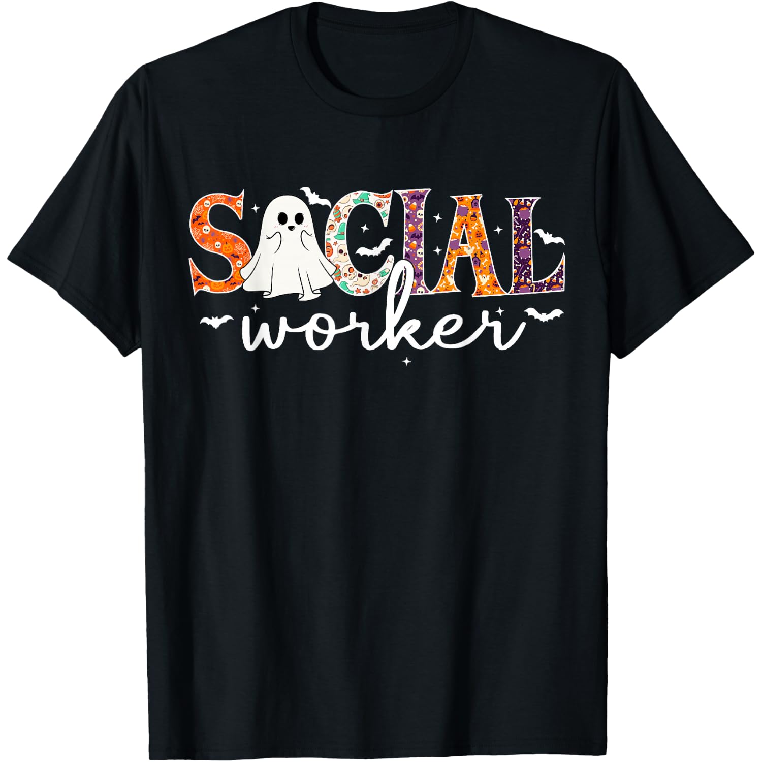 Social Worker Halloween Retro Ghost Halloween Social Worker T-Shirt