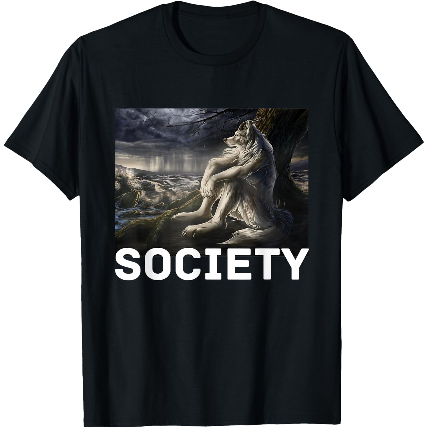 Society Funny Cringe Alpha Werewolf Wolf Meme T-Shirt