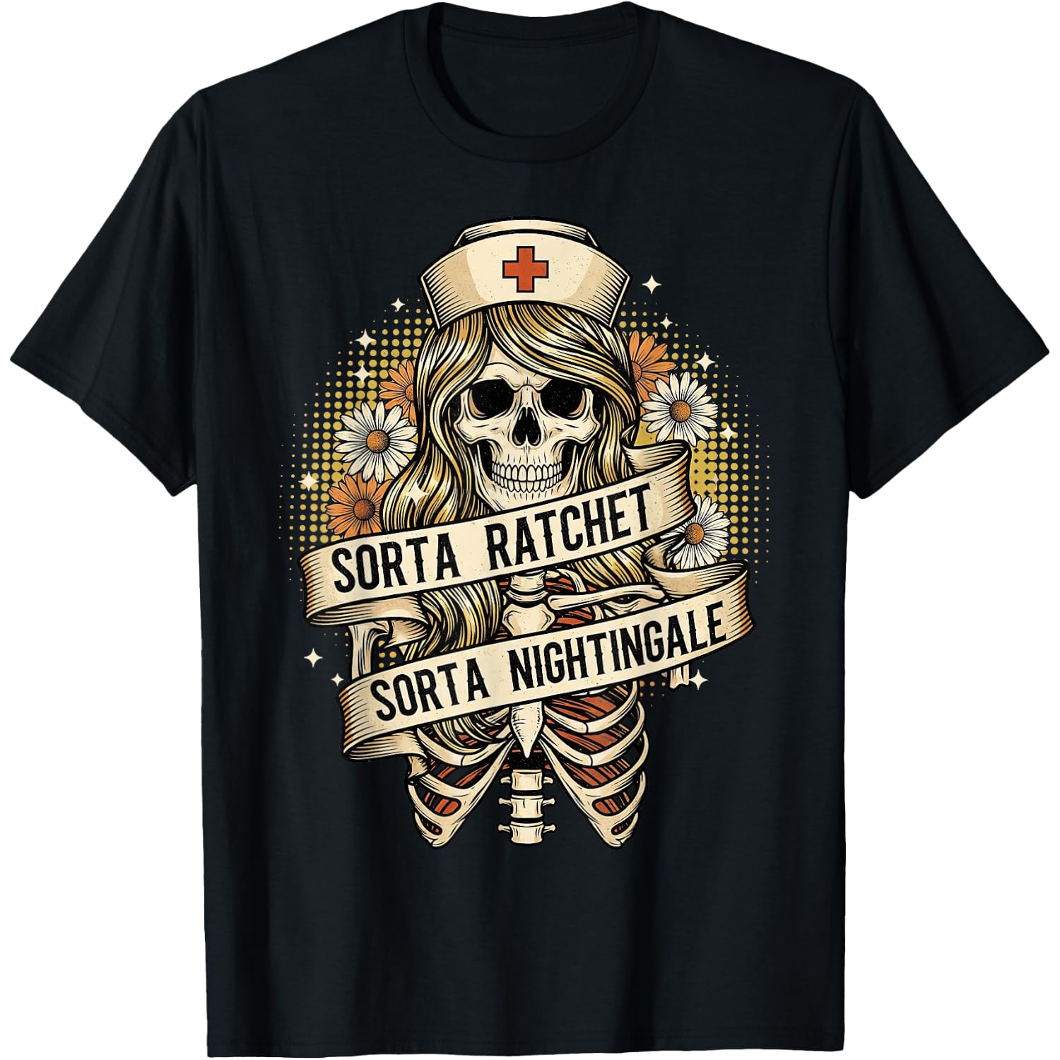 Sorta Ratchet Sorta Nightingale Nurse Funny Halloween Retro T-Shirt