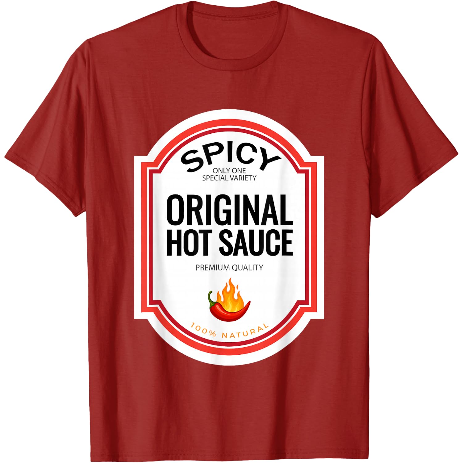 Spicy Original Hot Sauce Halloween Funny Chili Costume Label T-Shirt
