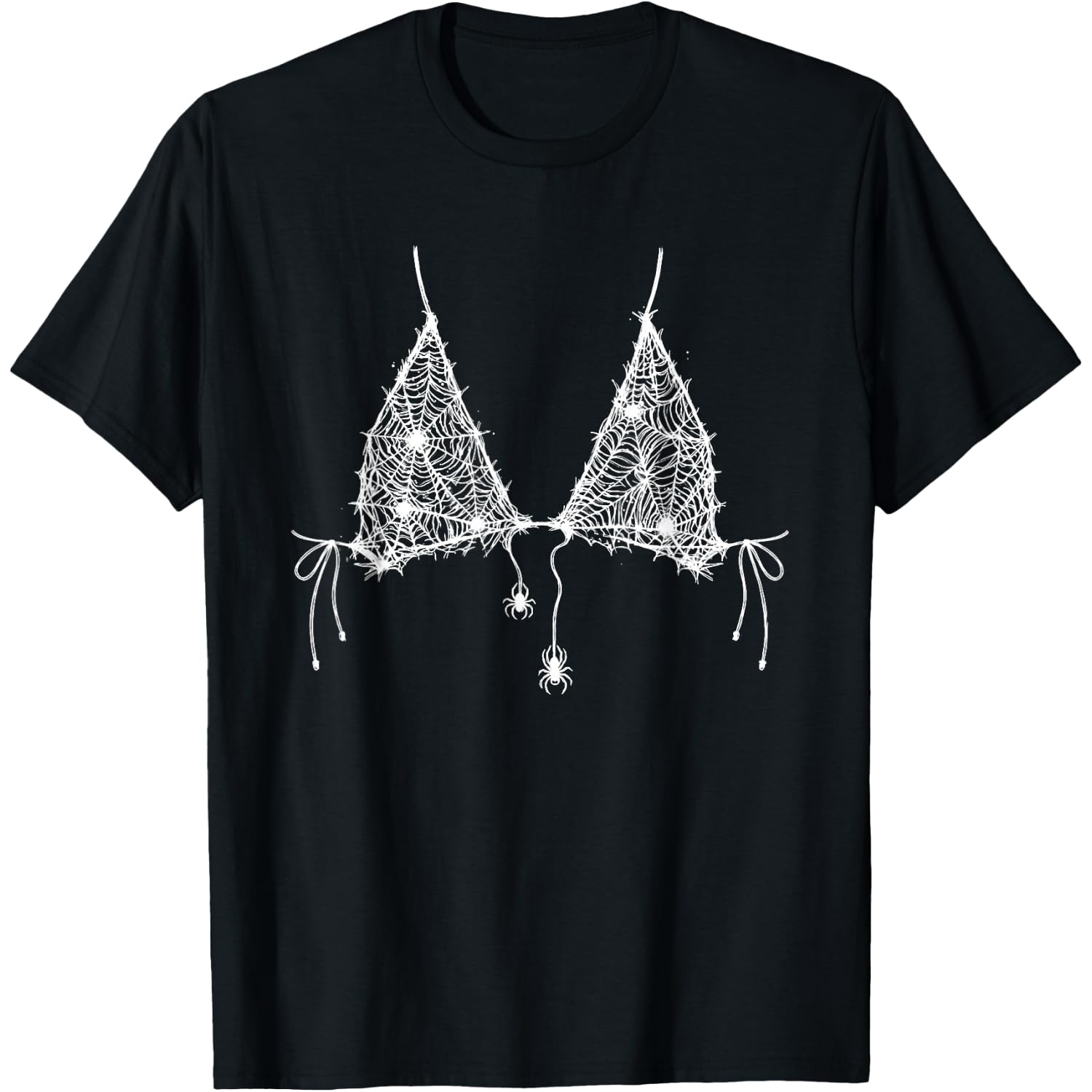 Spider Web Bikini Top Halloween Costume Spooky T-Shirt