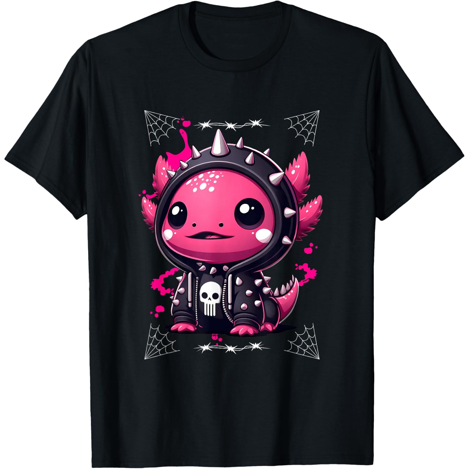 Spiked Axolotl Skull Hoodie Halloween Gothic Emo Axolotl T-Shirt