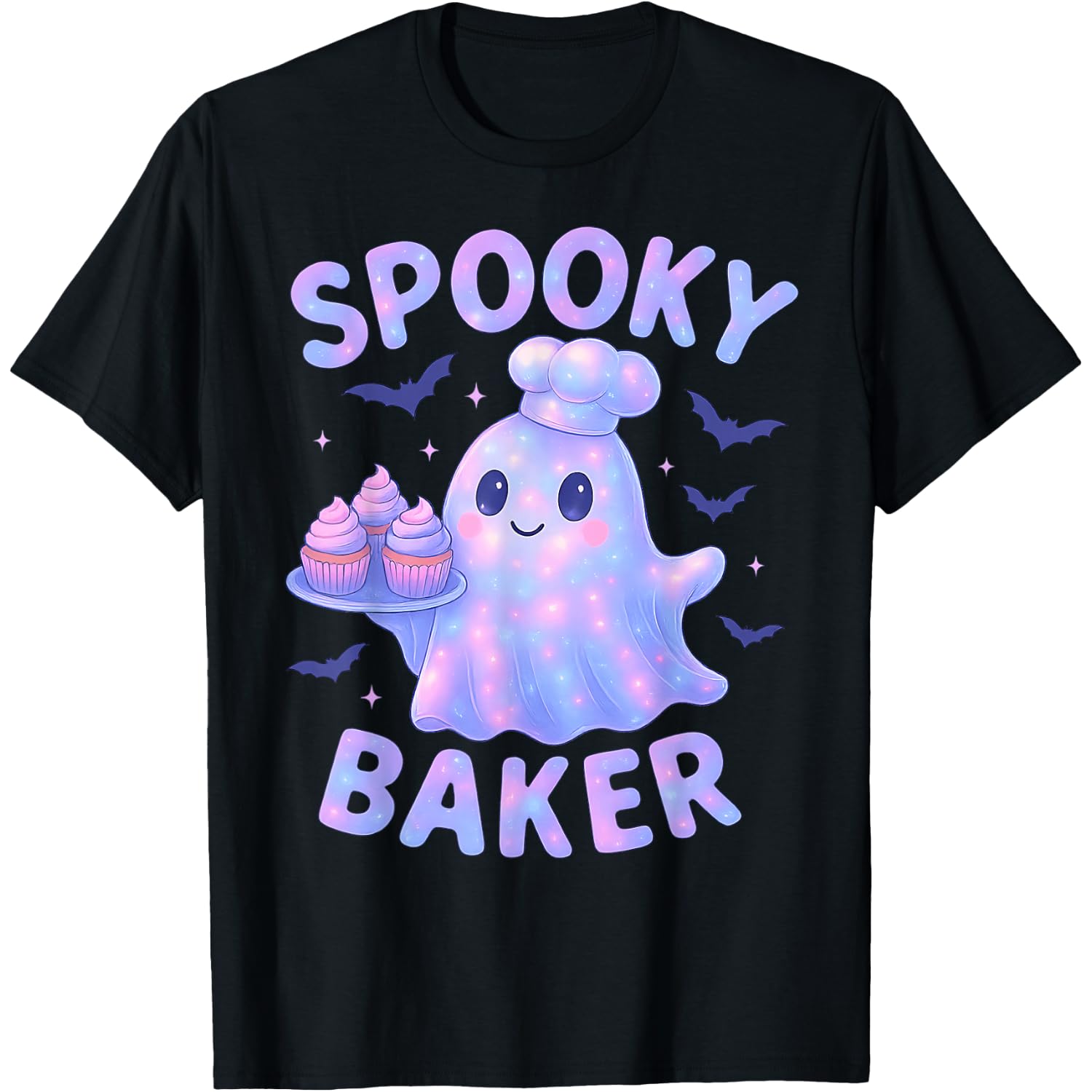 Spooky Baker Ghost Chef Halloween Baking Bakery Cake Lover T-Shirt