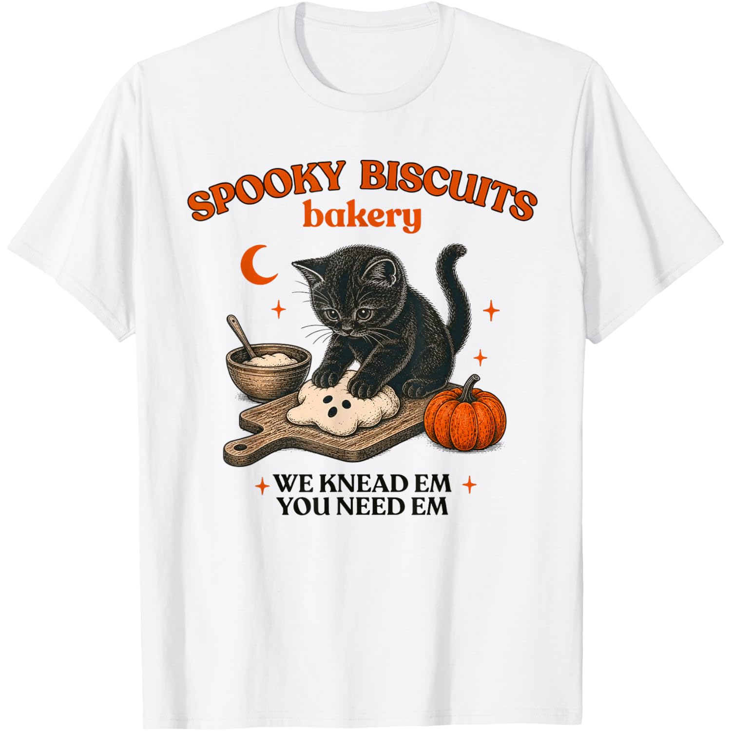 Spooky Biscuits Bakery we Knead em You Need em cat Halloween T-Shirt