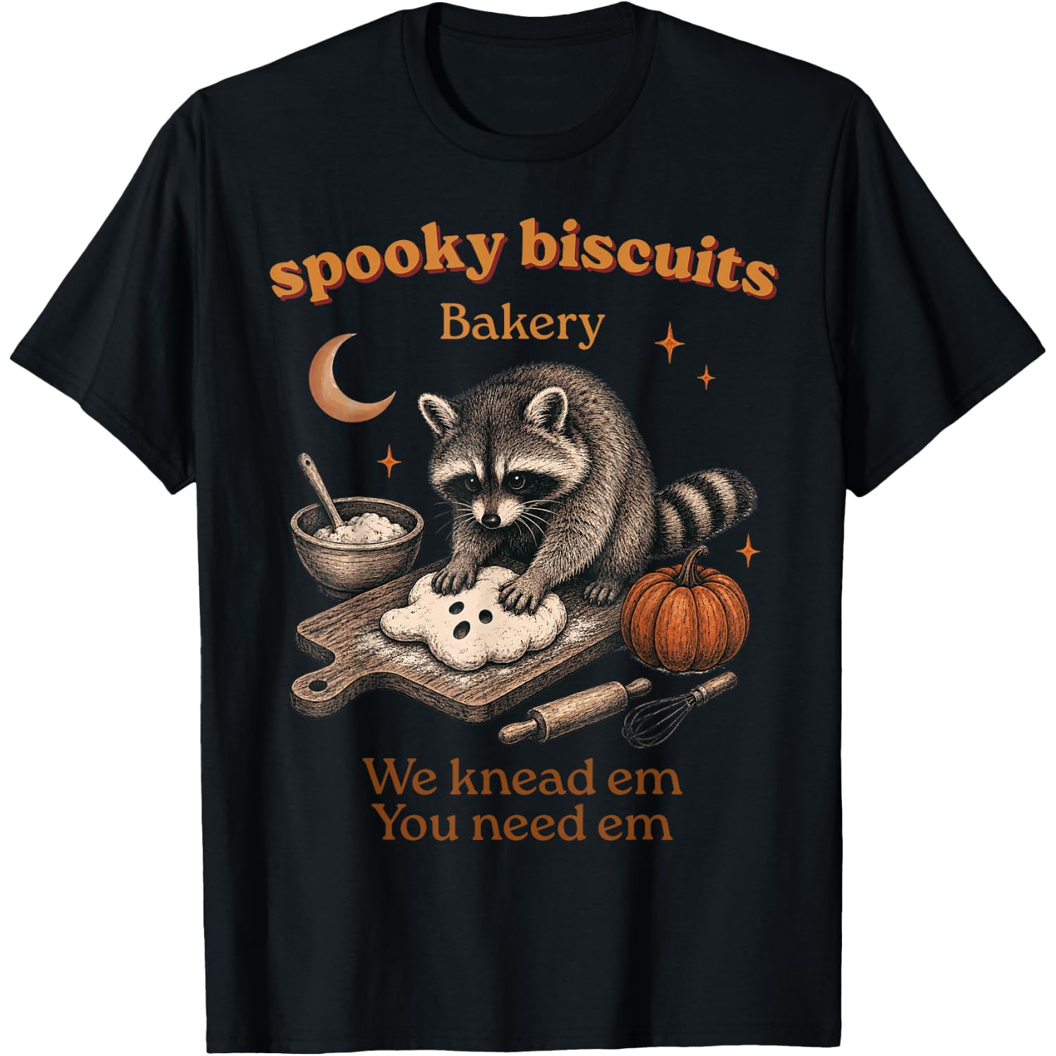 Spooky Biscuits Funny Raccoon Halloween T-Shirt