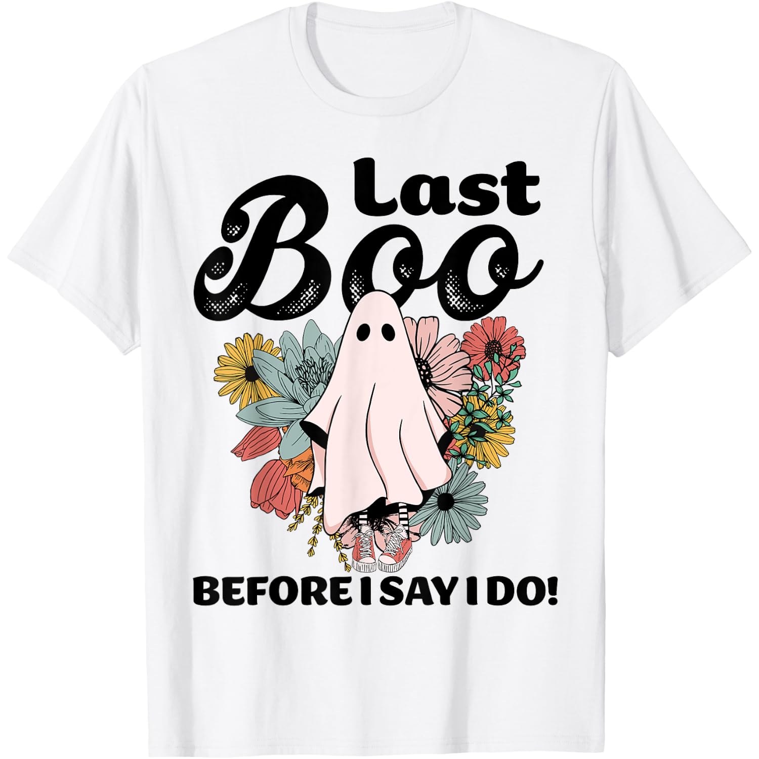 Spooky Bride Floral Ghost Wedding Bachelorette Halloween T-Shirt