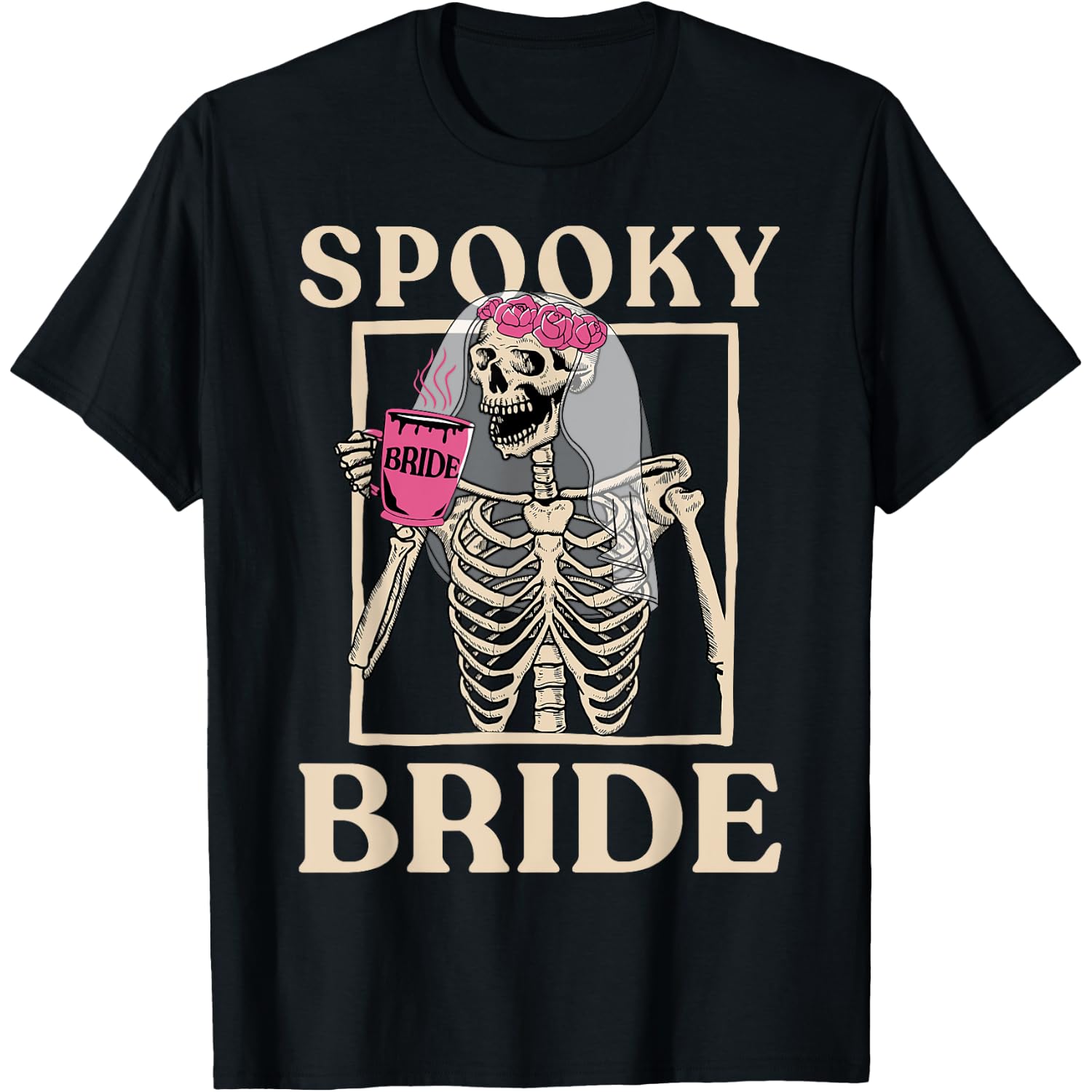 Spooky Bride Or Die Skeleton Halloween Bachelorette Party T-Shirt