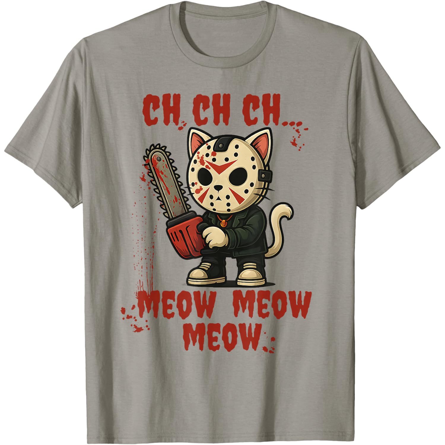 Spooky Ch Ch Ch Meow Meow Meow Cat Movie Horror Halloween T-Shirt