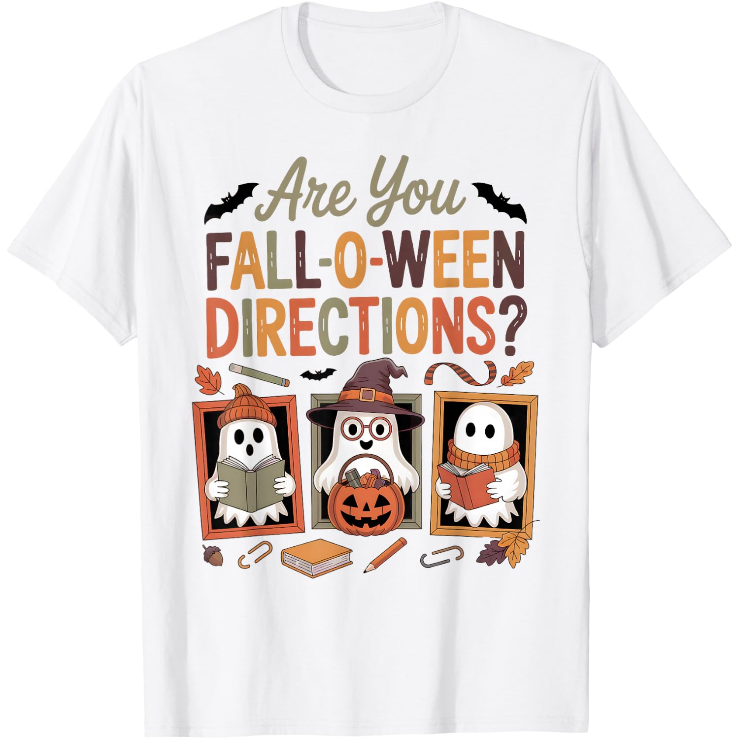 Spooky Cute Autumn Ghosts Teacher Fall-O-Ween Directions T-Shirt