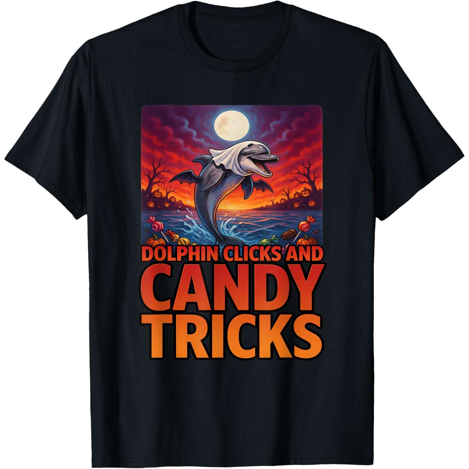 Spooky Dolphin Halloween Fun T-Shirt