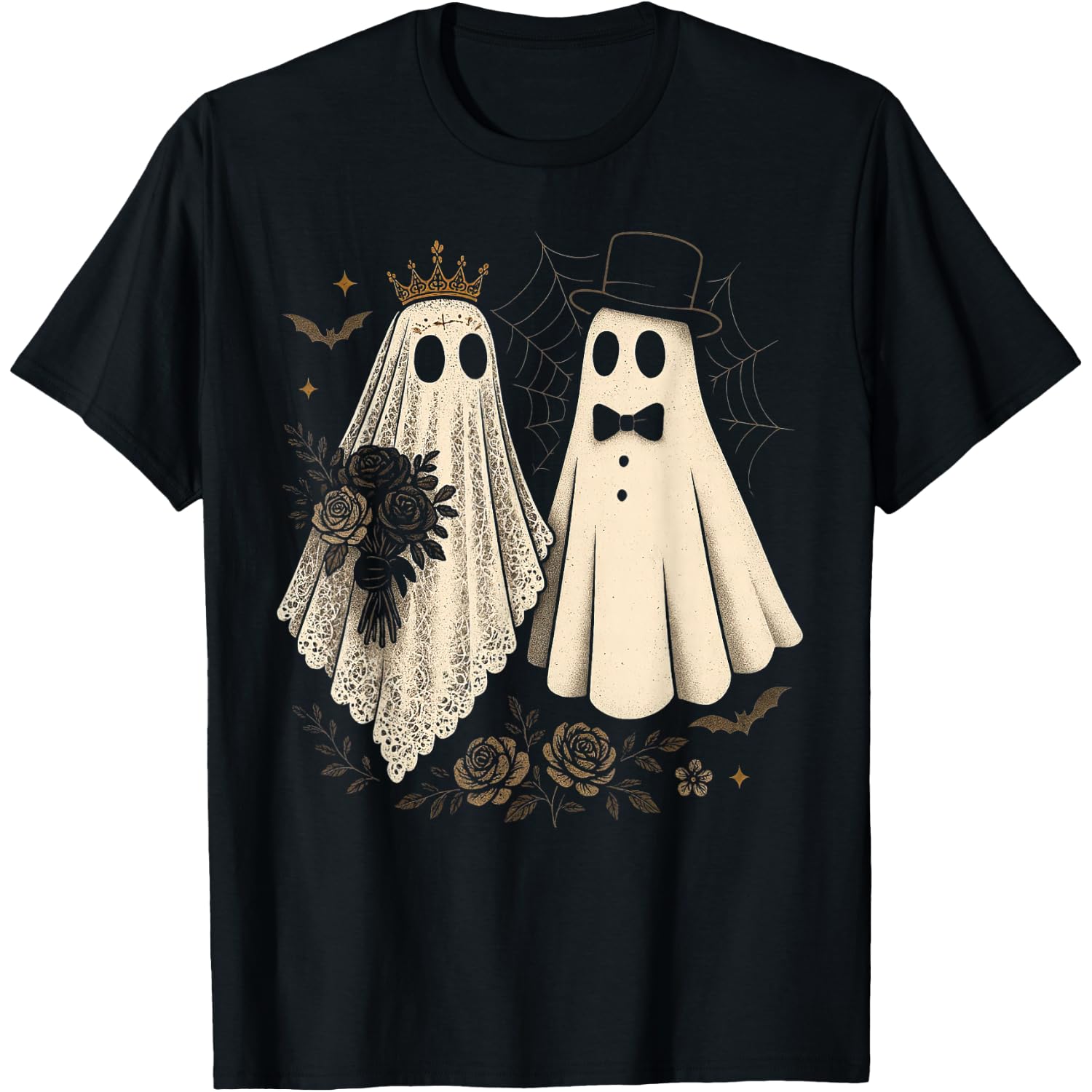 Spooky Ghost Bride and Groom Halloween Wedding Gothic Bride T-Shirt