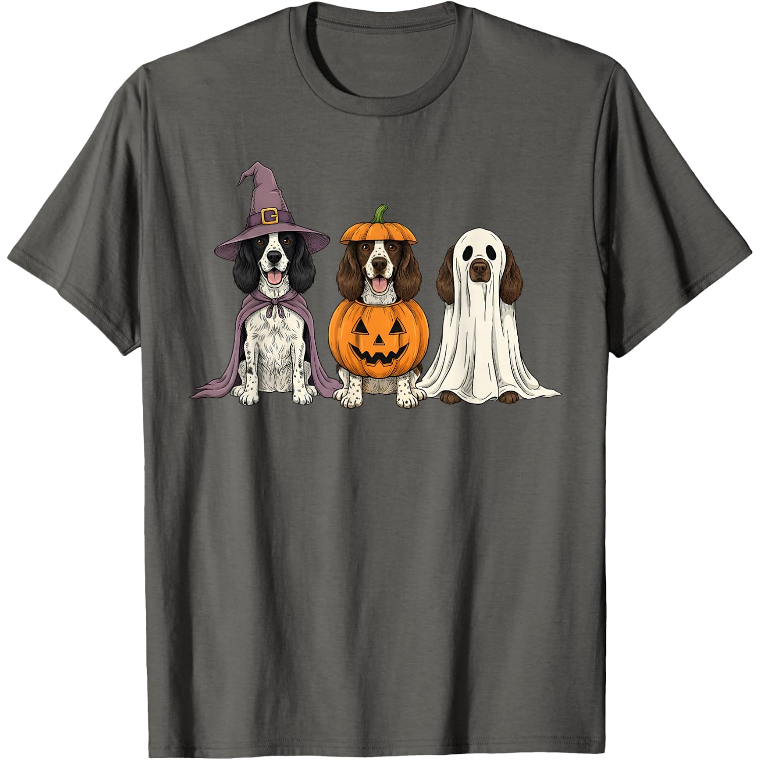 Spooky Ghost English Springer Spaniel Pumpkin Halloween T-Shirt