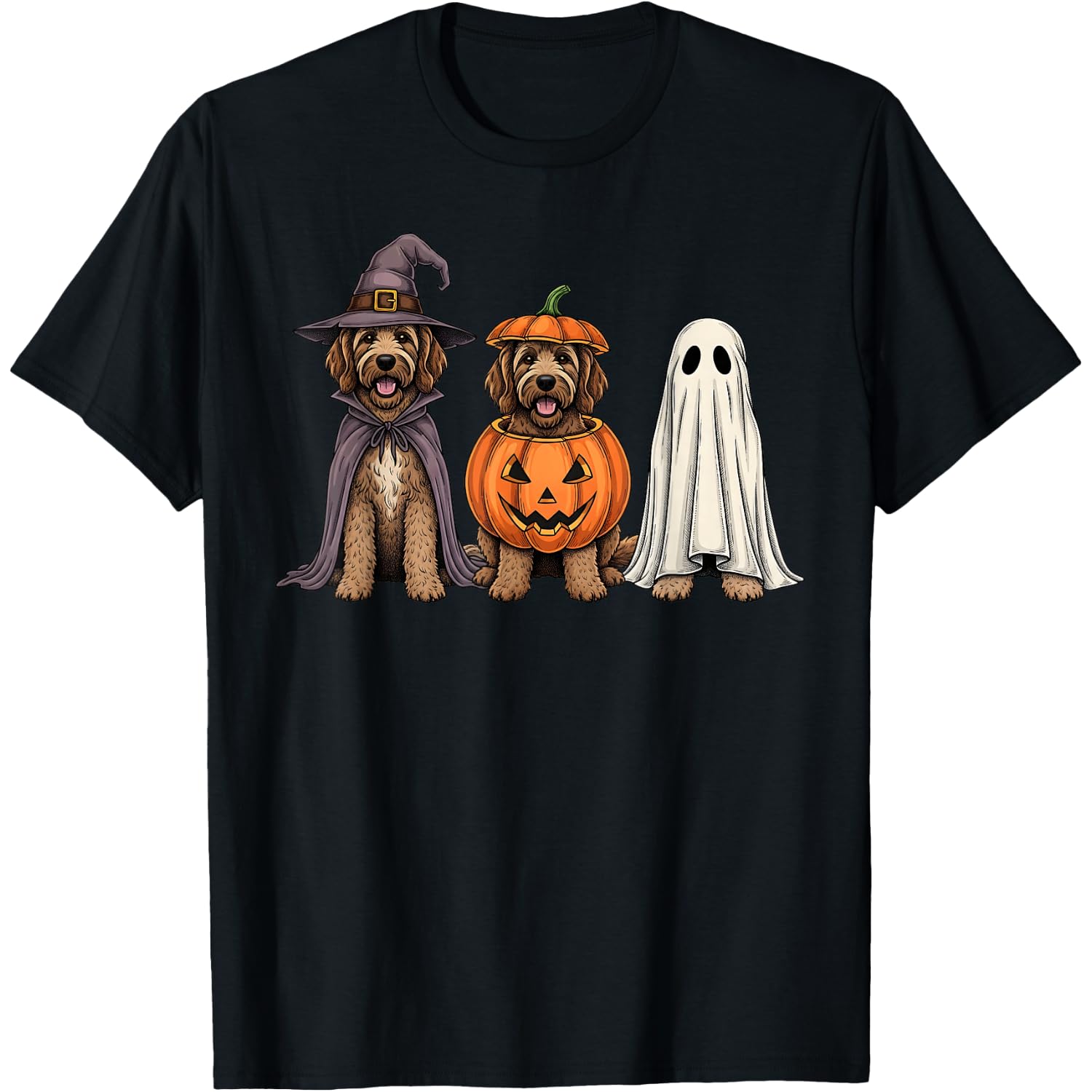 Spooky Ghost Goldendoodle Pumpkin Halloween Doodle Dog Lover T-Shirt