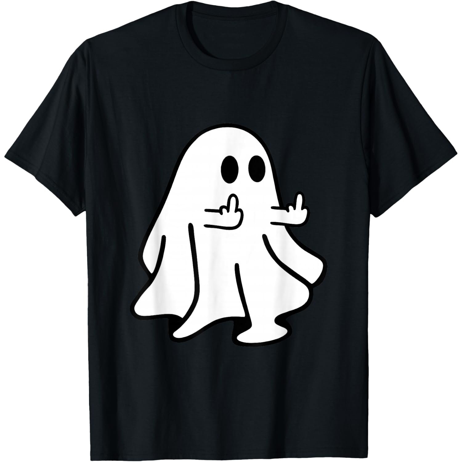Spooky Ghost Middle Finger Halloween Party T-Shirt
