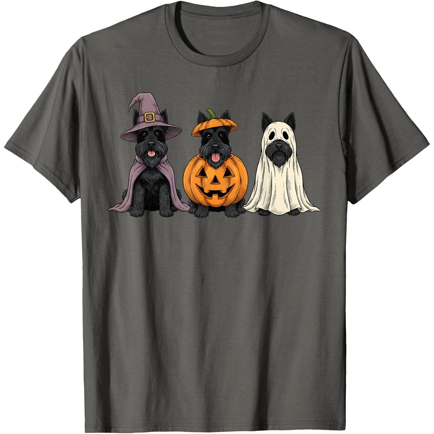 Spooky Ghost Scottish Terrier Pumpkin Halloween Dog Lover T-Shirt