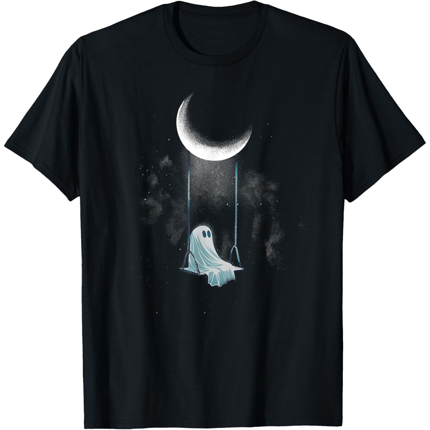 Spooky Ghost Swing Under Moon Lazy Halloween Costume Gothic T-Shirt