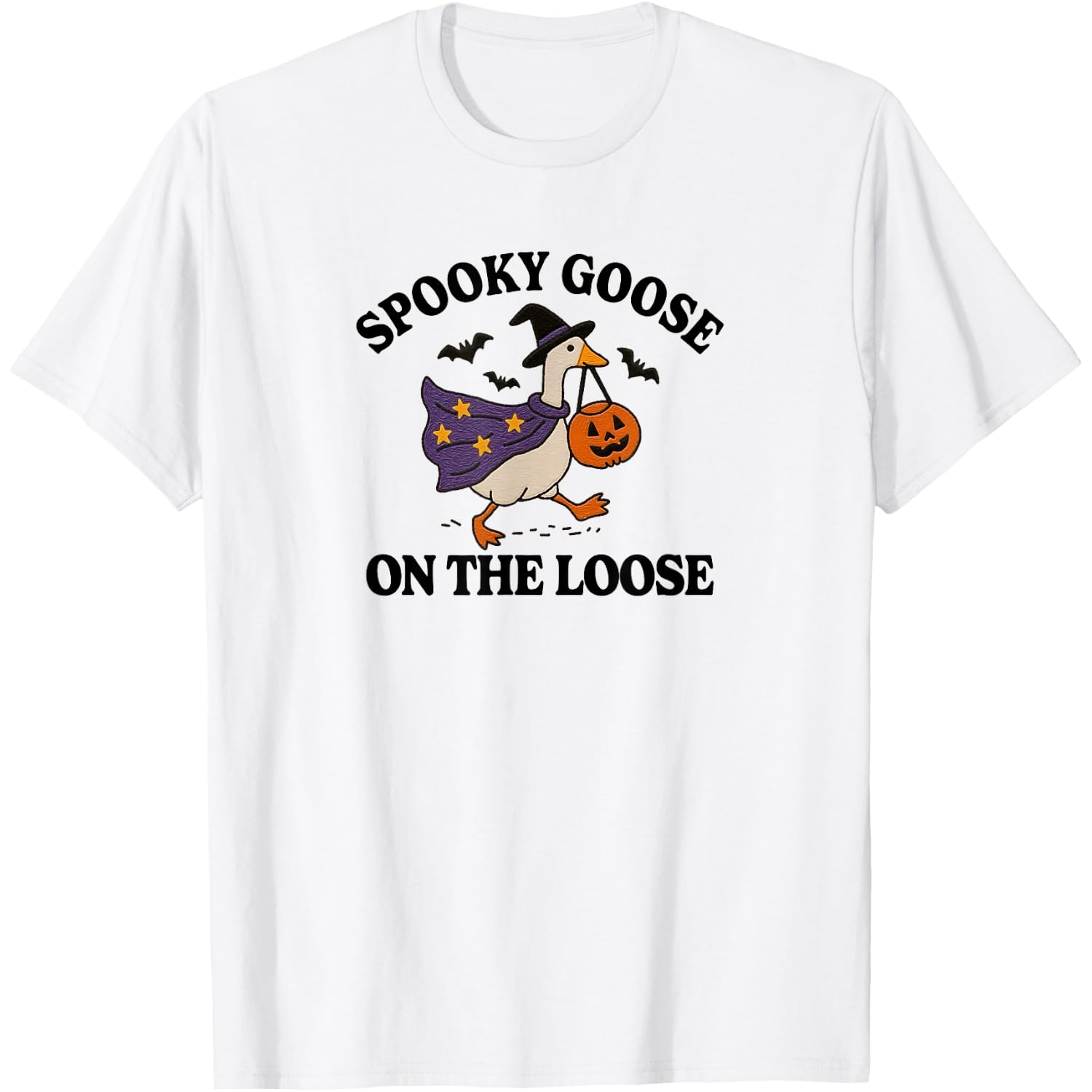 Spooky Goose On The Loose Witch Silly Goose Animal Halloween T-Shirt