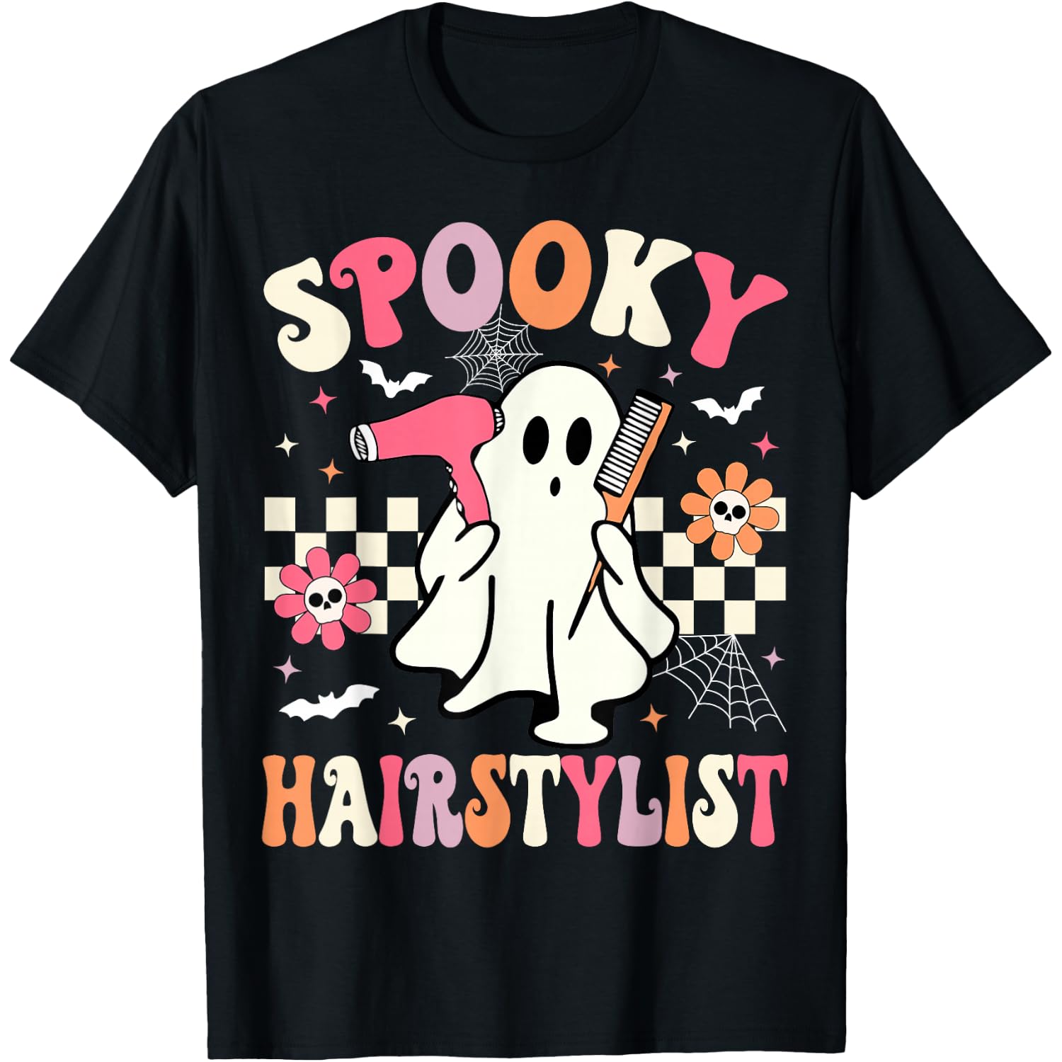 Spooky Hairstylist Halloween Groovy Hairdresser Halloween T-Shirt