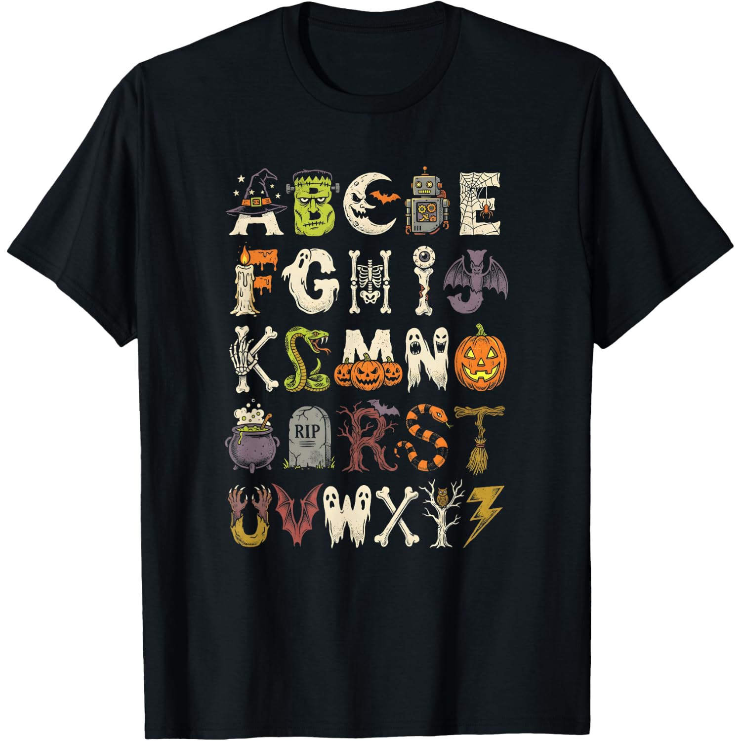 Spooky Halloween Alphabet ABC Teacher Kids Monster T-Shirt