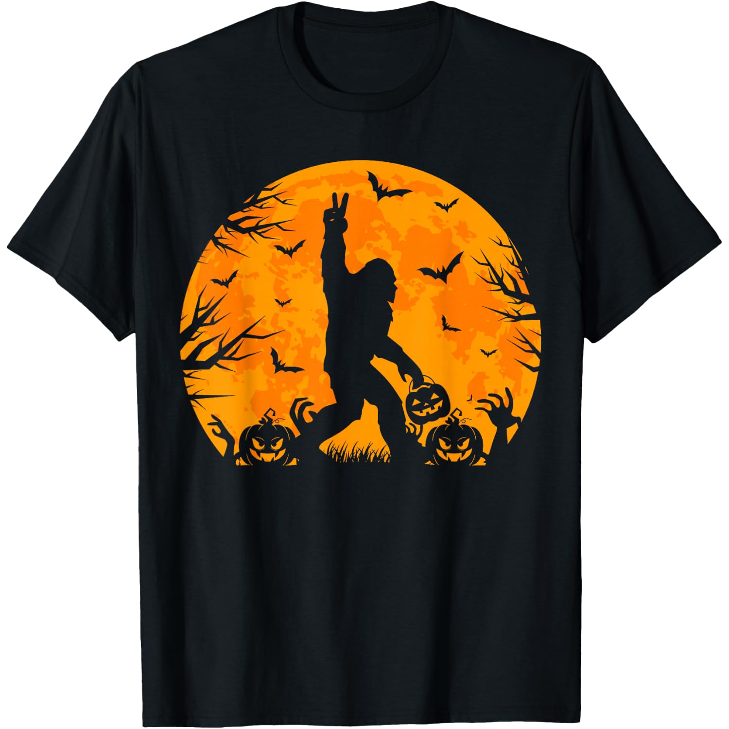 Spooky Halloween Bigfoot Pumpkin Funny Halloween Sasquatch T-Shirt