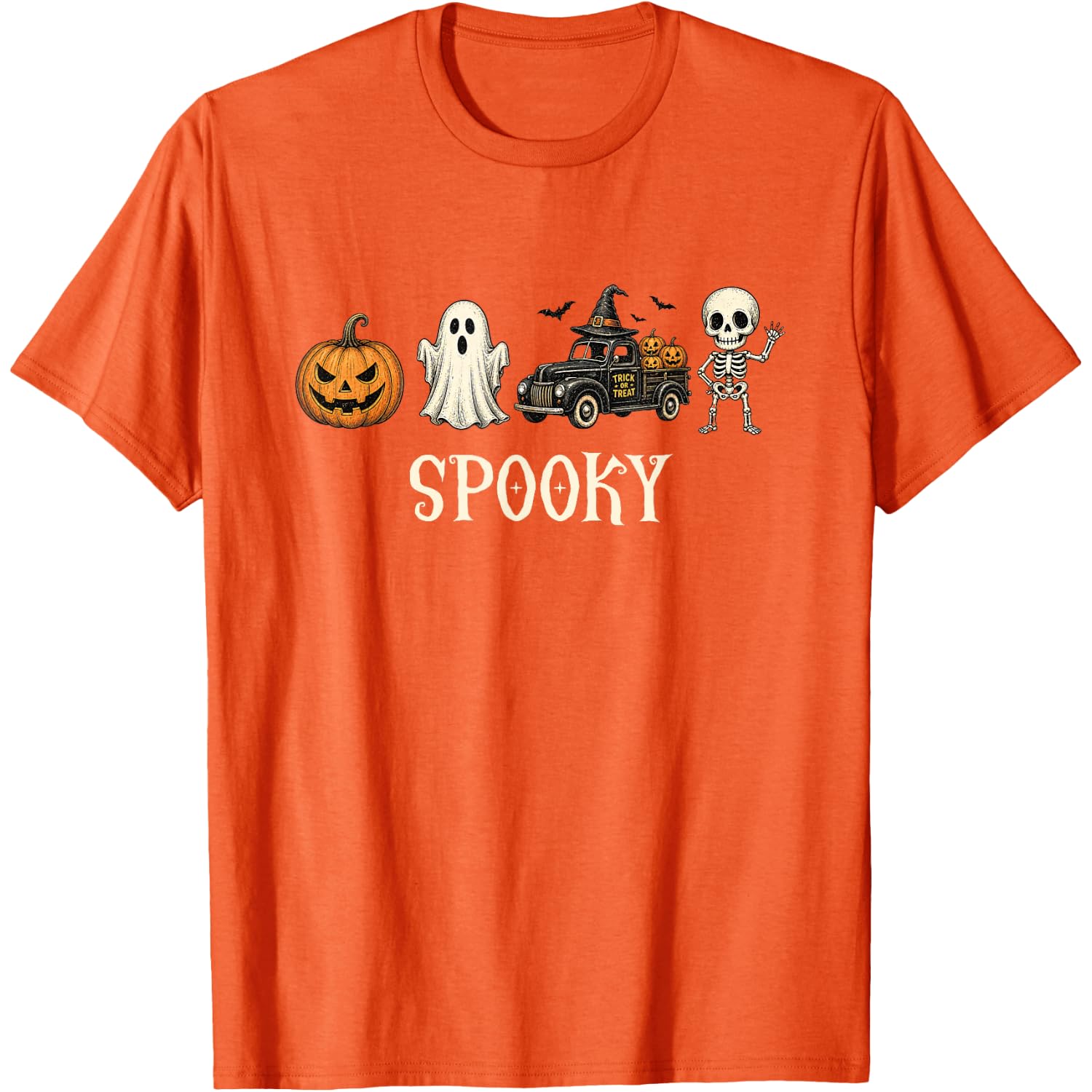 Spooky Halloween Pumpkin Ghost Skeleton Trick Or Treat Fall T-Shirt