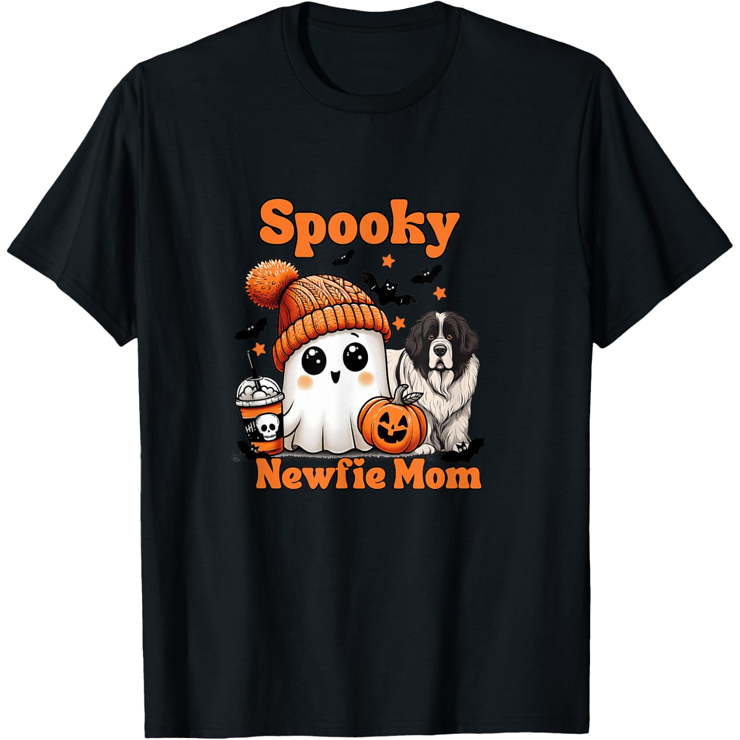 Spooky Landseer Newfie Mom Newfoundland Dog T-Shirt