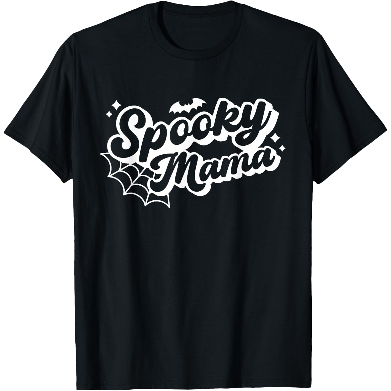 Spooky Mama Shirt Women Witch Mom Halloween Retro Groovy T-Shirt