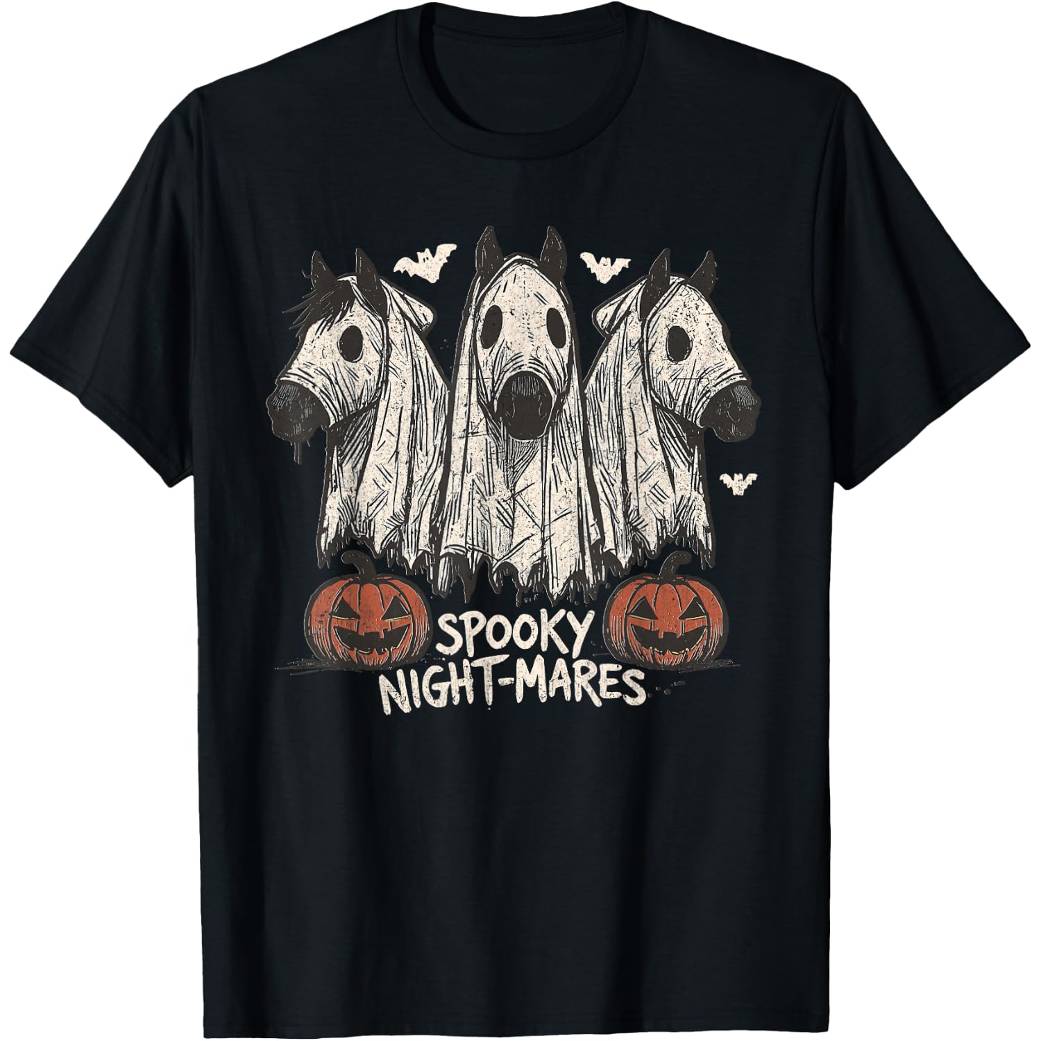 Spooky Night-Mares Halloween Horse Ghost Funny Spooky Season T-Shirt