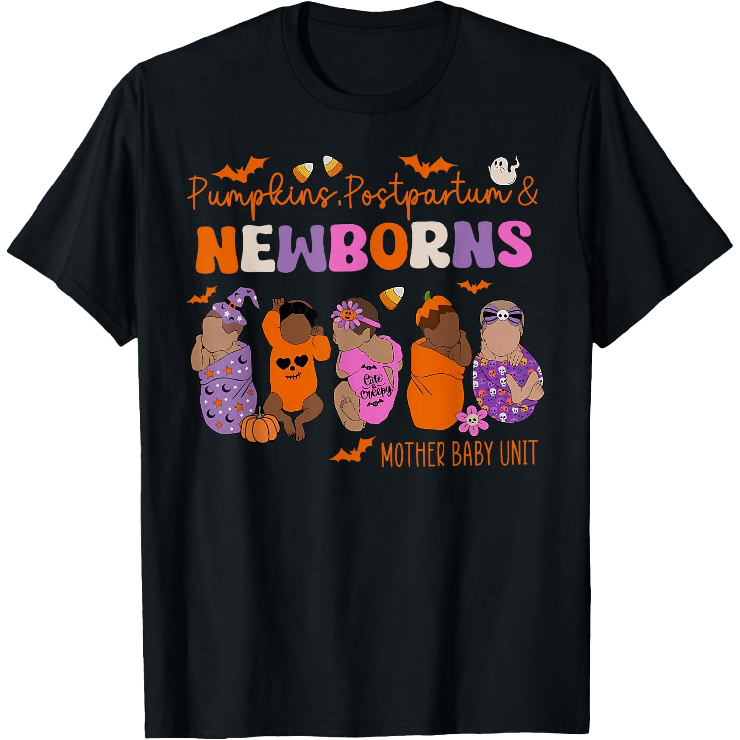 Spooky Pumpkin Postpartum Mother Baby Unit Nurse Halloween T-Shirt