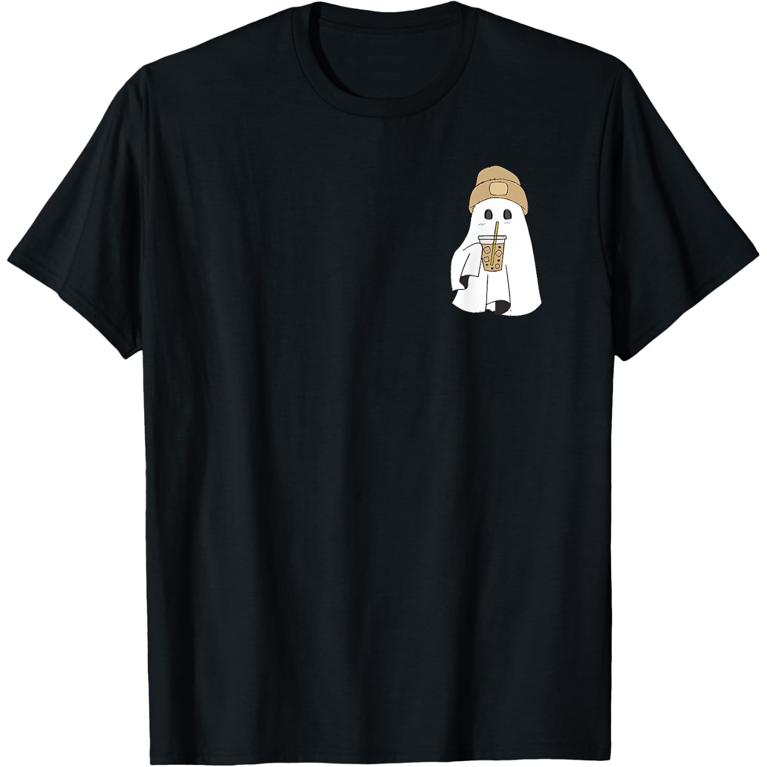 Spooky Season Cute Retro Ghost Ice Coffee Halloween Costume T-Shirt