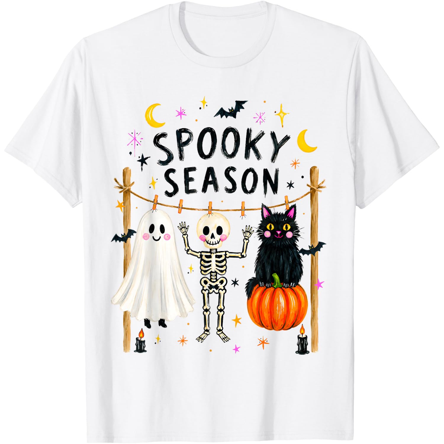 Spooky Season Funny Ghost Skeleton Halloween Men Women Kid T-Shirt