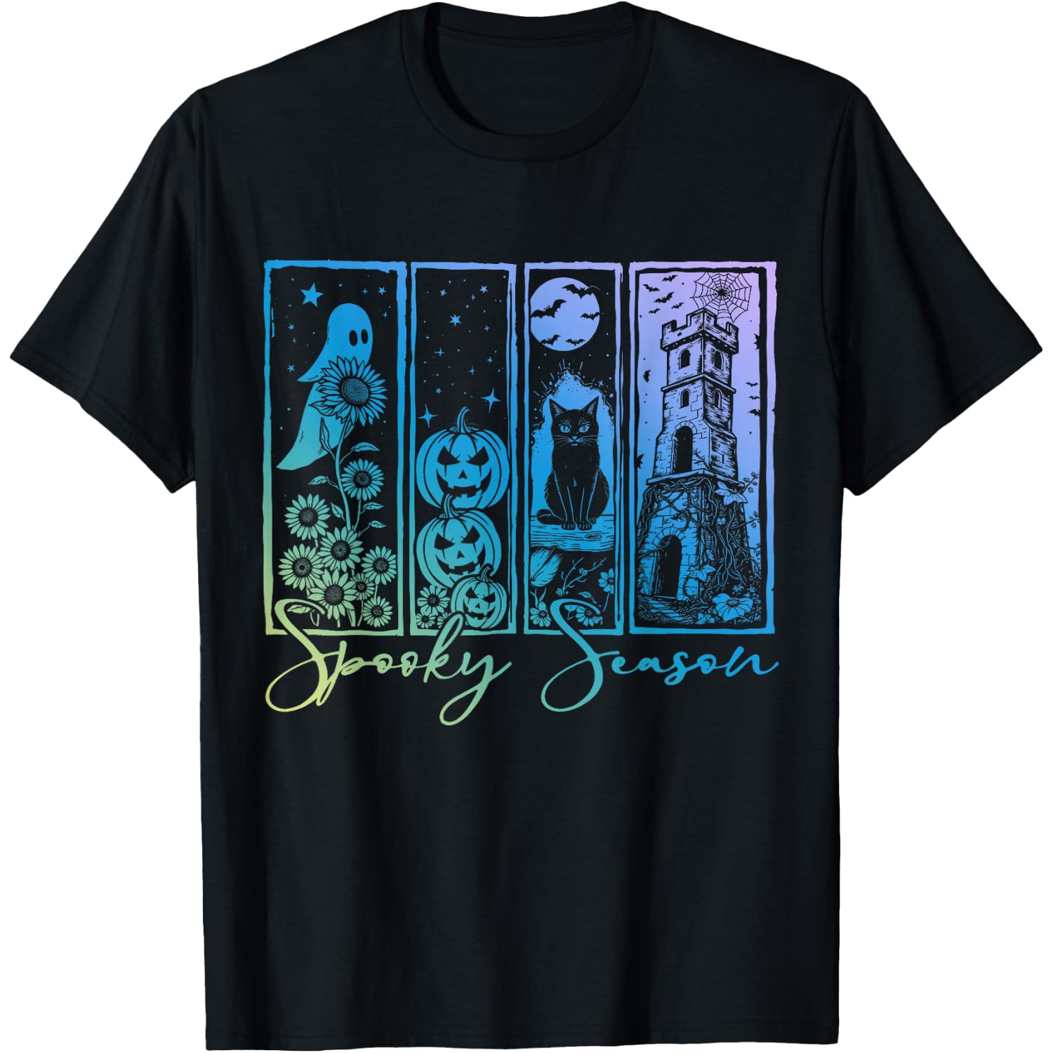 Spooky Season Halloween Ghost Pumpkin Black-Cat Horror Night T-Shirt