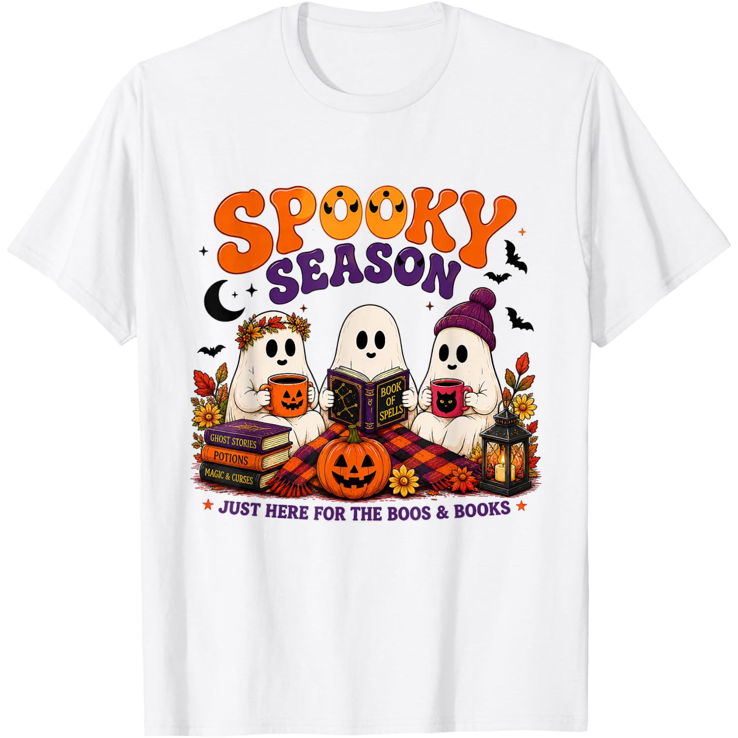 Spooky Season Just Here for The Boos and Books T-Shirt