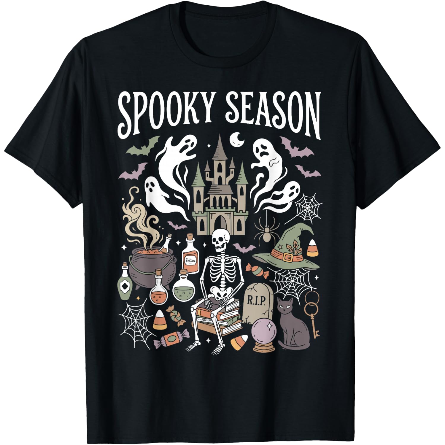 Spooky Season Skeleton Ghost Halloween T-Shirt