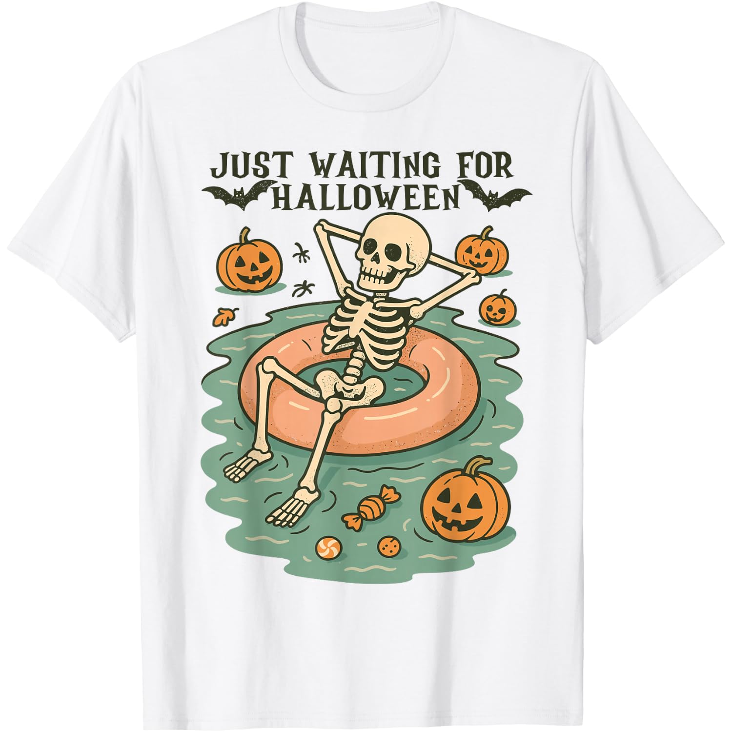 Spooky Summer Skeleton Just Waiting For Halloween T-Shirt