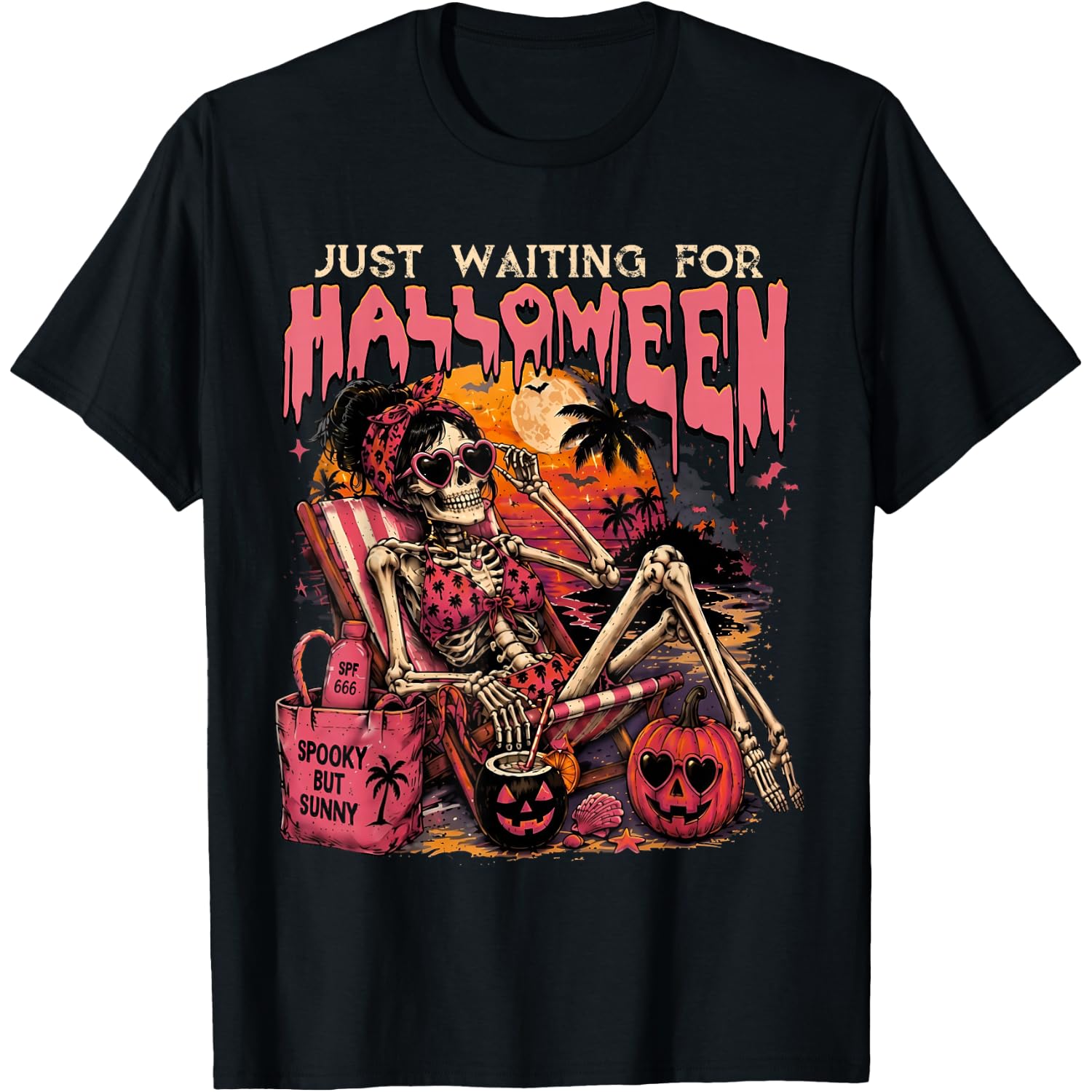 Spooky Summer Skeleton Just Waiting for Halloween T-Shirt
