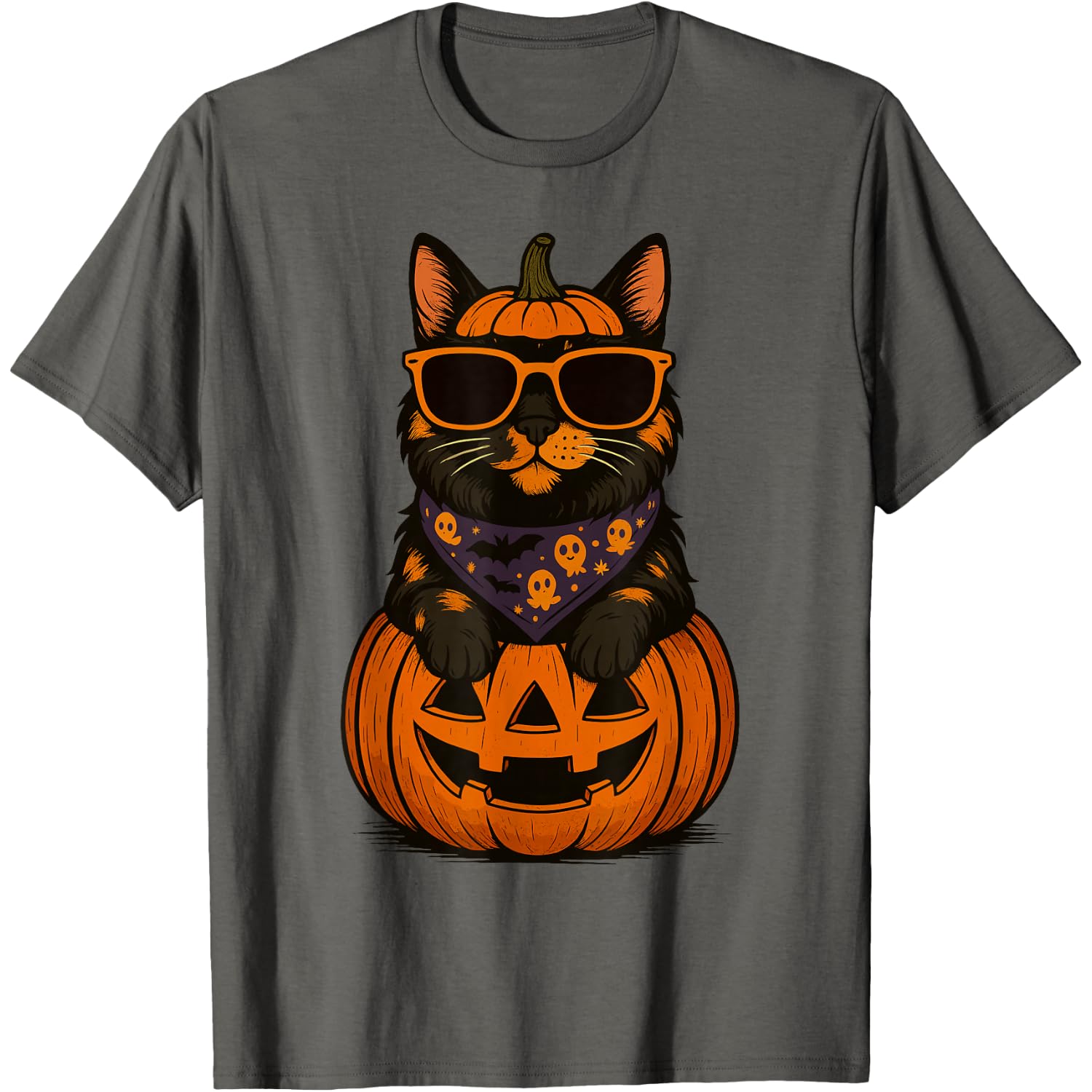 Spooky Tortoiseshell Cat Pumpkin Halloween Cat Lover T-Shirt