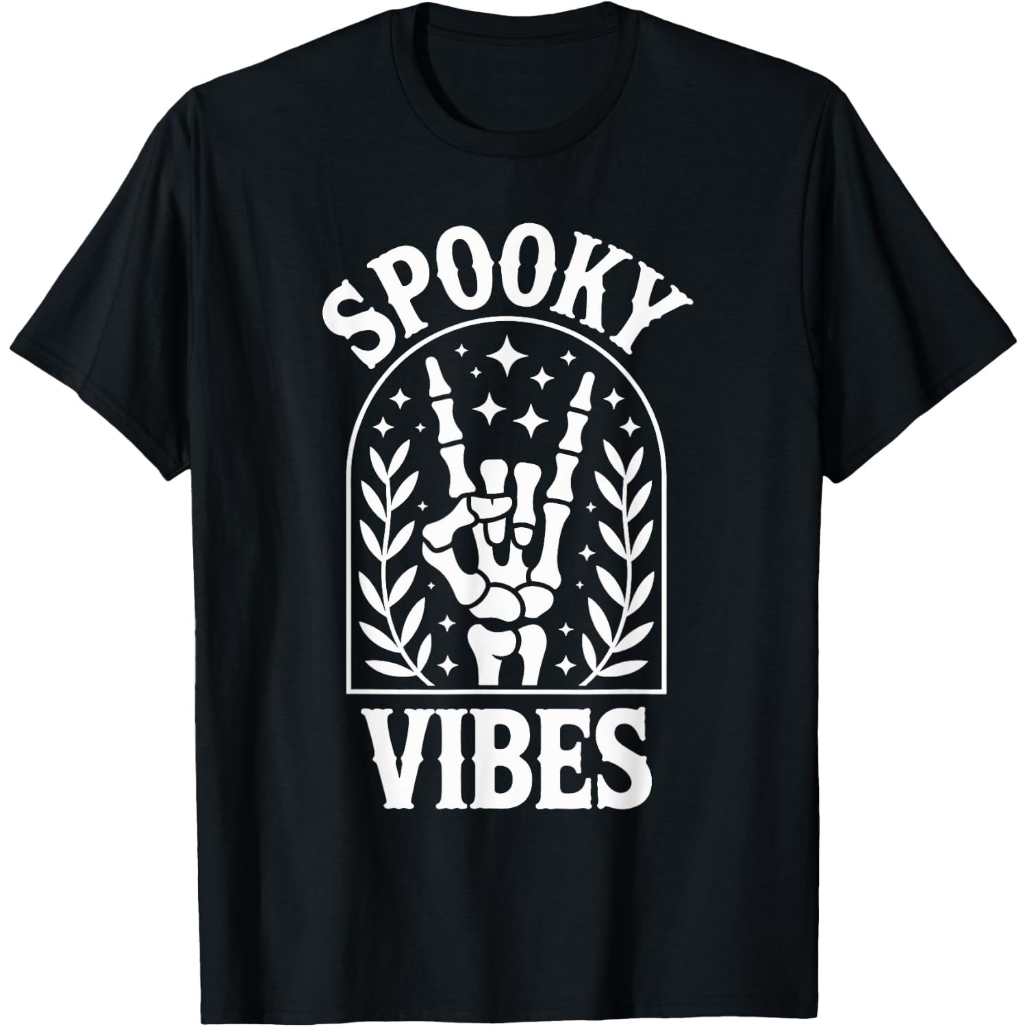Spooky Vibes Halloween Skeleton Hand Goth Men Women Kids T-Shirt