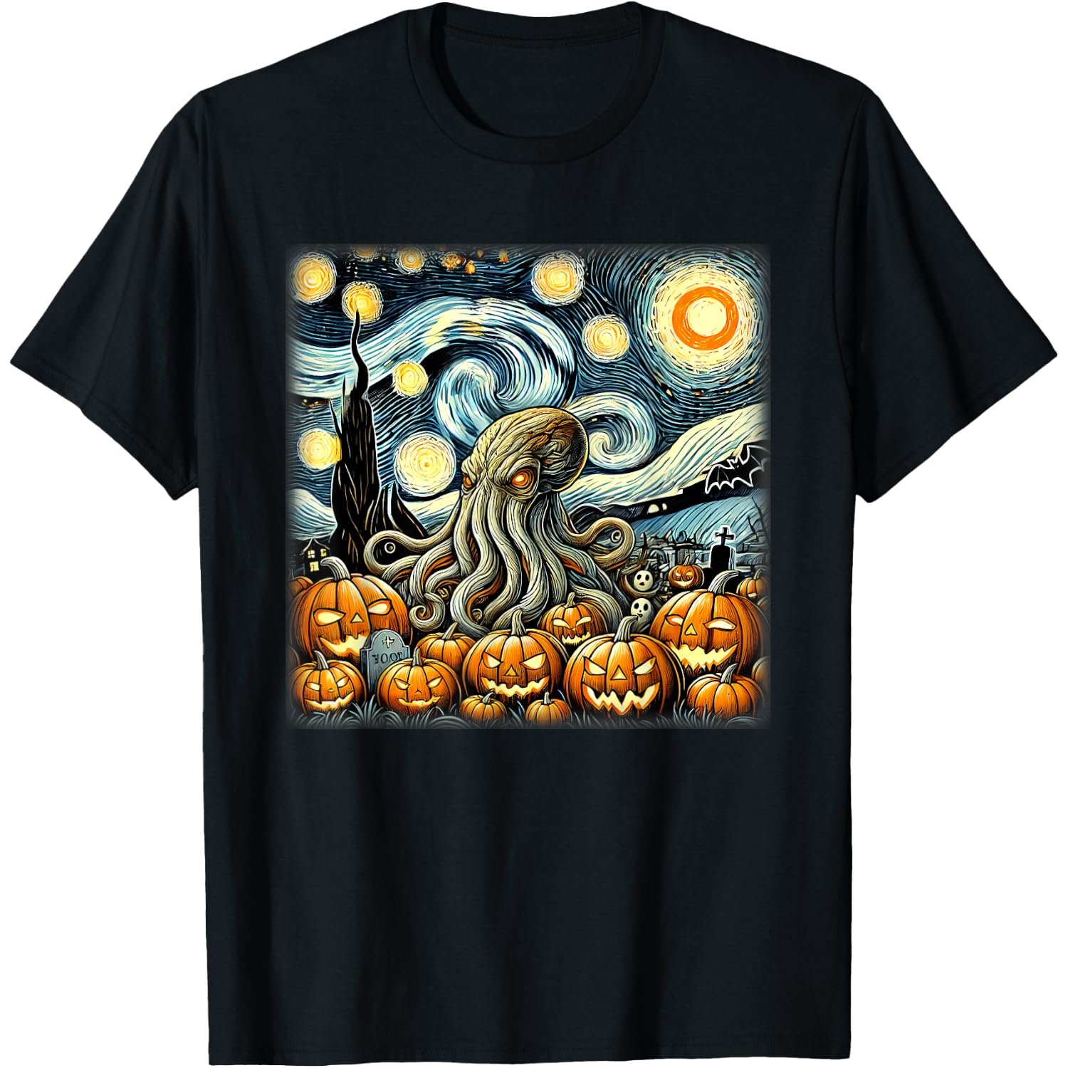 Starry Night Cthulhu Halloween T-Shirt